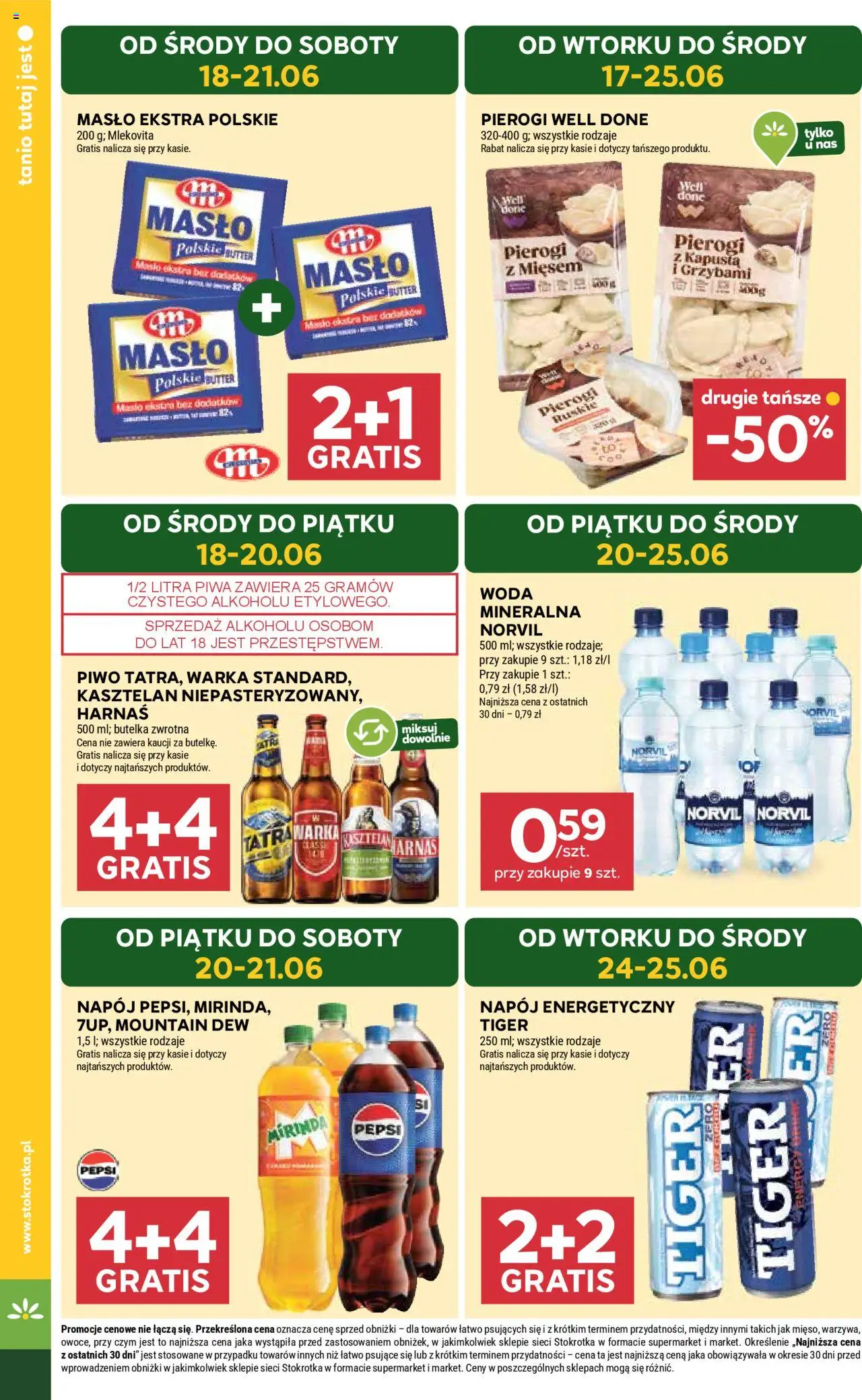 Stokrotka Gazetka od 17.06.2025 | Strona: 4 | Produkty: Pierogi z mięsem, Pepsi, Masło, Warzywa
