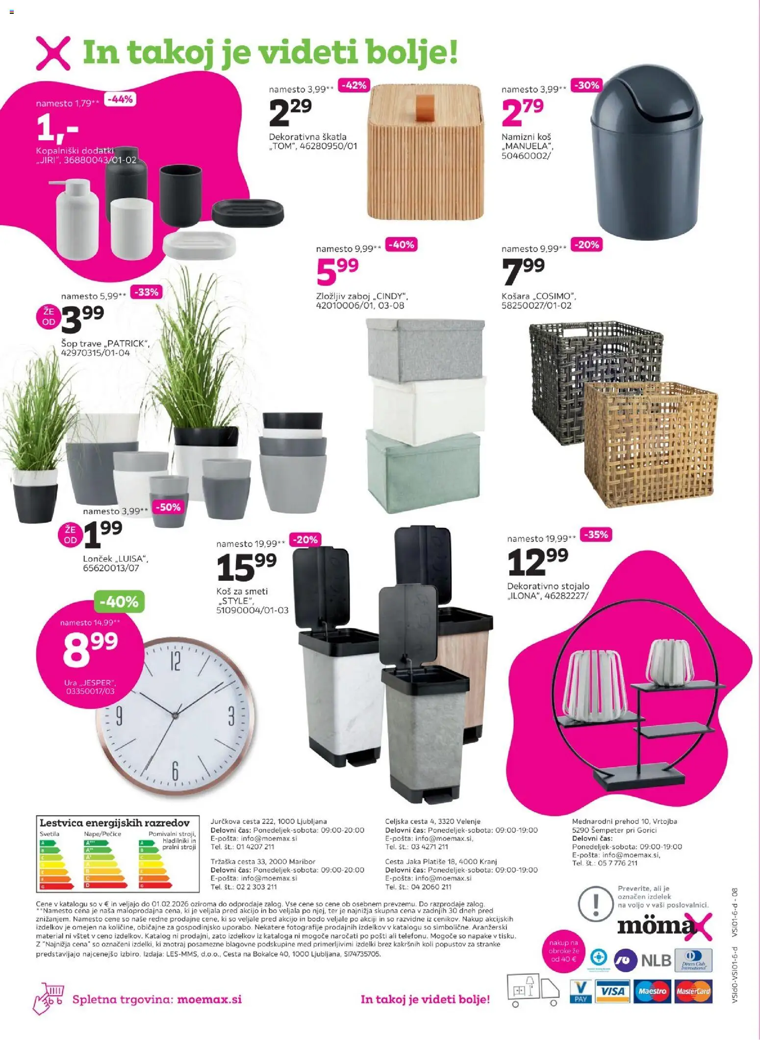 Novi Mömax katalog ponudbe – veljaven od 19.01.2026 | Stran: 8 | Izdelki: Ura, Košara, Kopalniški dodatki, Skatla