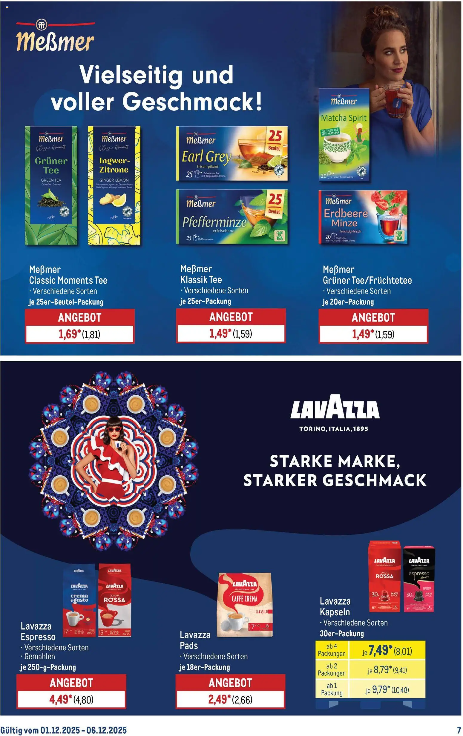 Metro Starke Marken – gültig ab 01.12.2025 | Seite: 7 | Produkte: Lavazza, Messmer, Tee, Zitronen