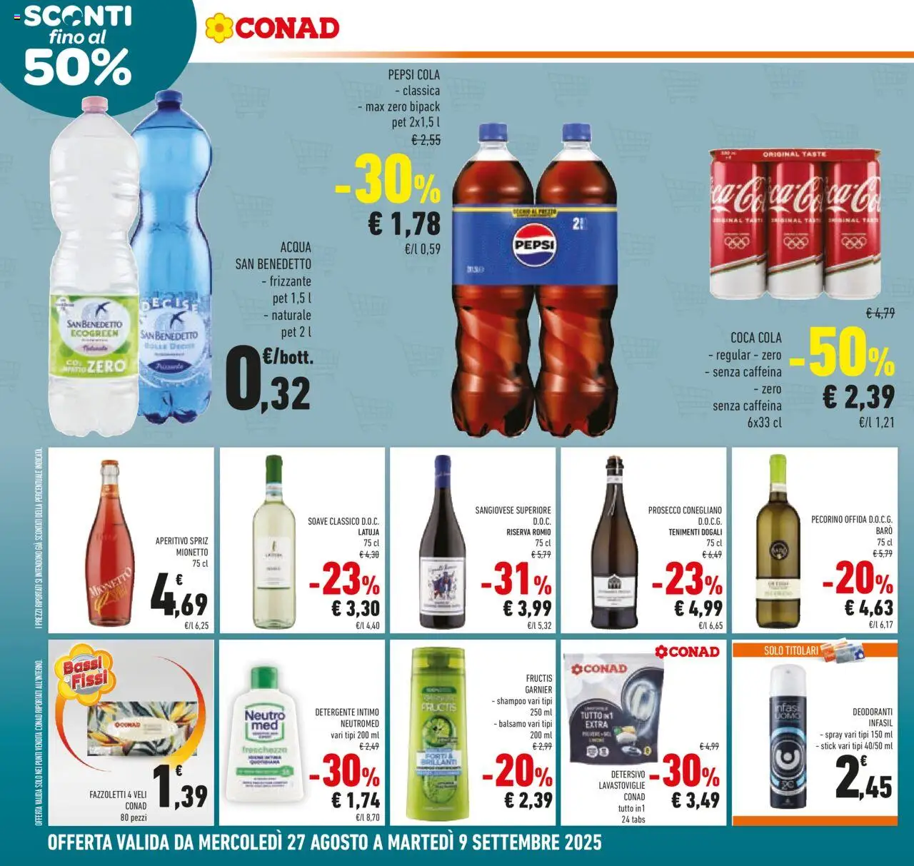 Volantino Conad del 27.08.2025 | Pagina: 18 | Prodotti: Detergente intimo, Intimo, Acqua, Aperitivo