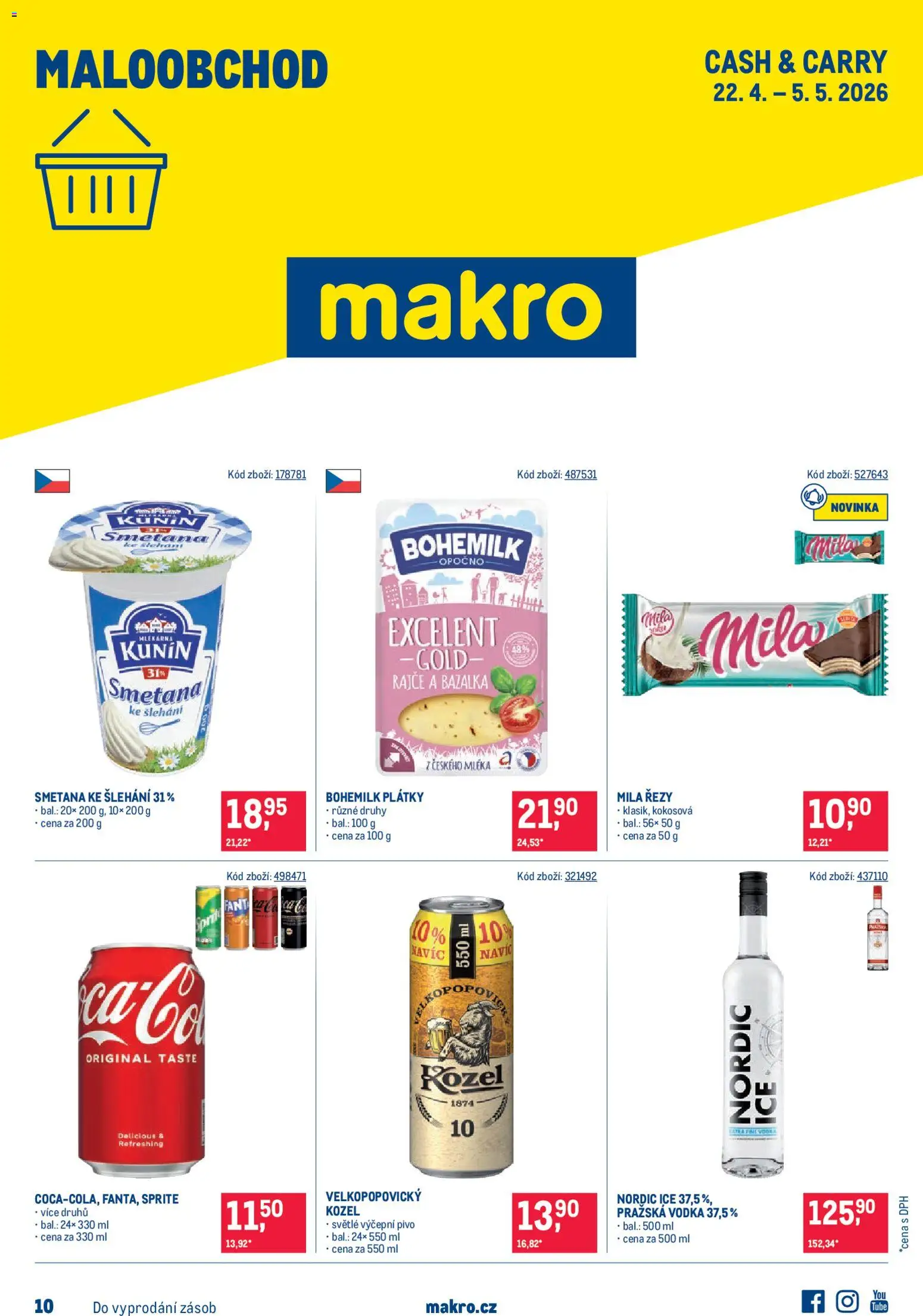 Makro leták - Maloobchod od 22.04.2026 | Strana: 1 | Produkty: Smetana, Kozel, Smetana ke šlehání, Sprite