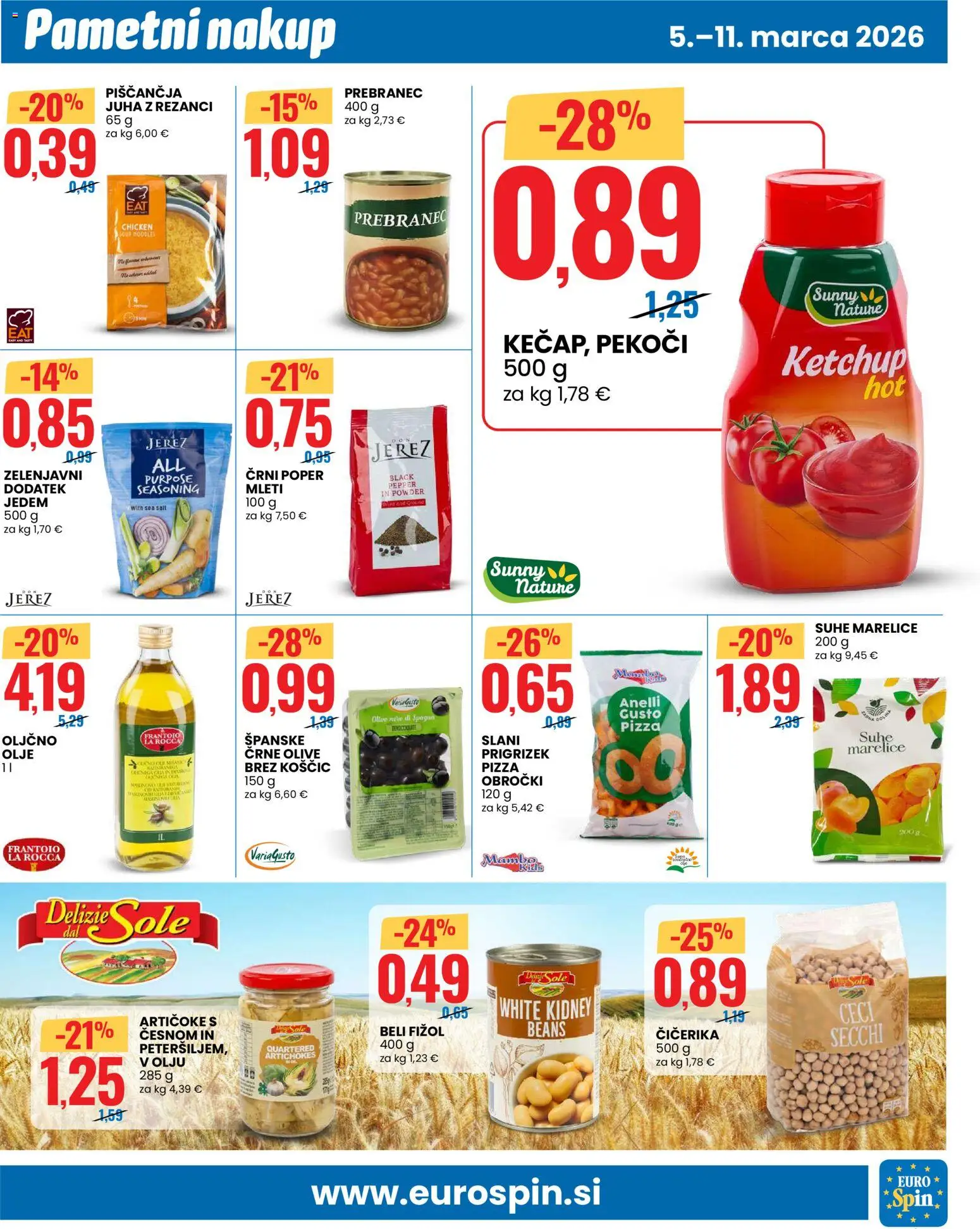 Novi Eurospin katalog ponudbe – veljaven od 05.03.2026 | Stran: 7 | Izdelki: Rezanci, Marelice, Oljčno olje, Suhe marelice