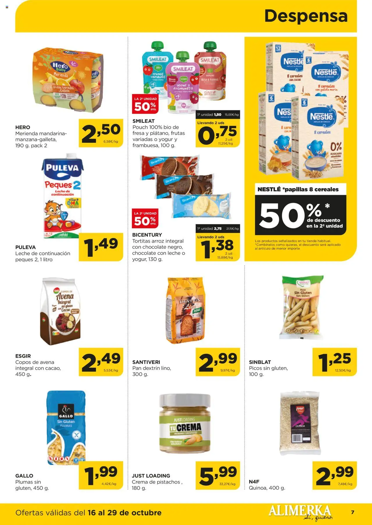 Alimerka folleto Asturias │ válido desde el 16.10.2025 | Página: 7 | Productos: Leche, Chocolate, Arroz, Crema