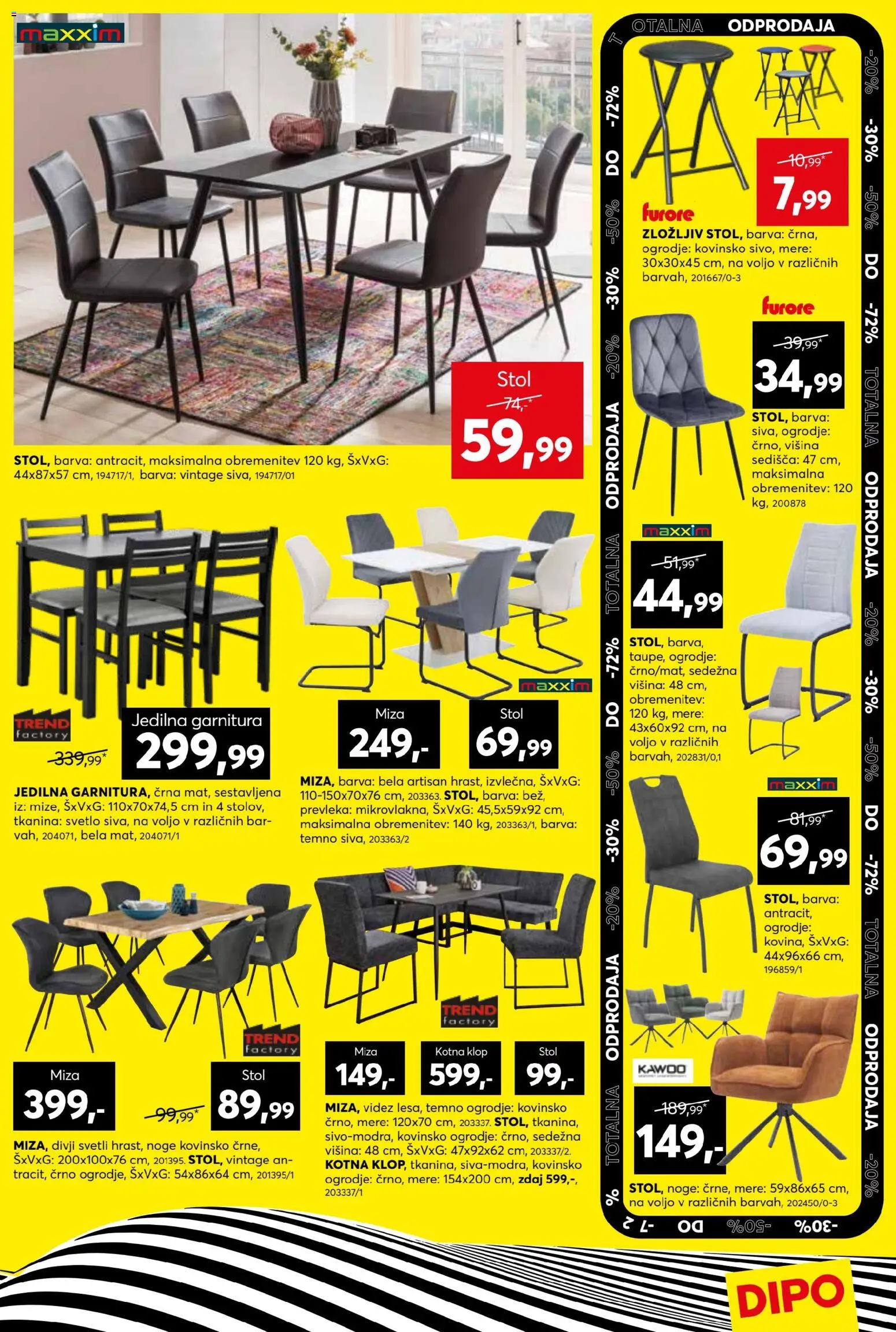 Novi Dipo katalog ponudbe – veljaven od 14.01.2026 | Stran: 11 | Izdelki: Prevleka, Miza, Stol, Barva