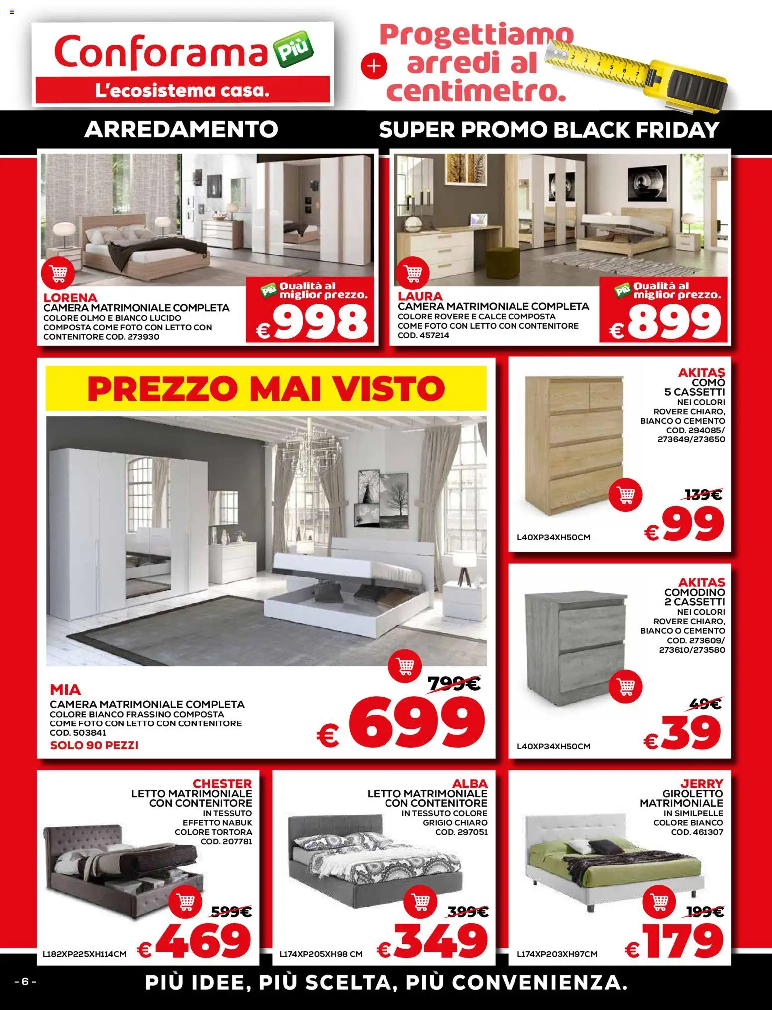 Volantino Conforama del 15.11.2025 | Pagina: 6 | Prodotti: Letto matrimoniale, Contenitore, Letto, Comodino