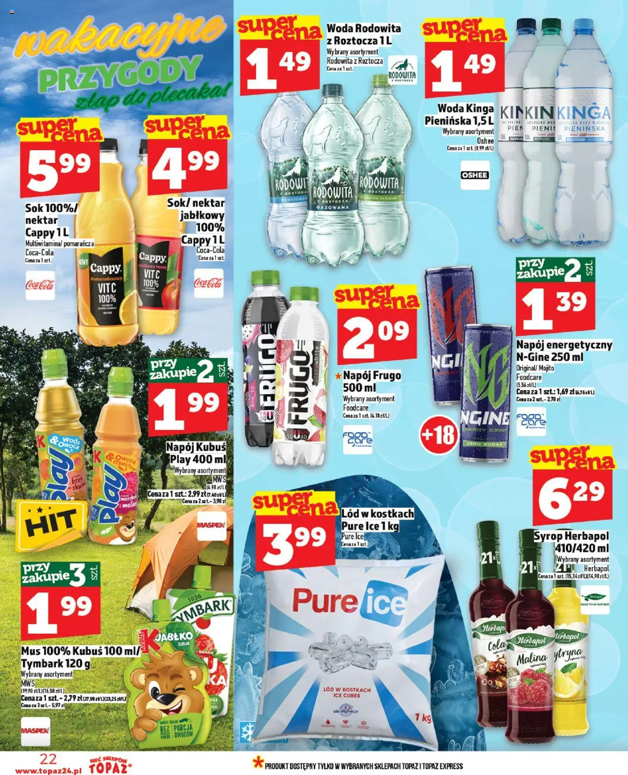 Topaz Gazetka MAZ od 07.08.2025 | Strona: 22 | Produkty: Malina, Coca cola, Por, Banan