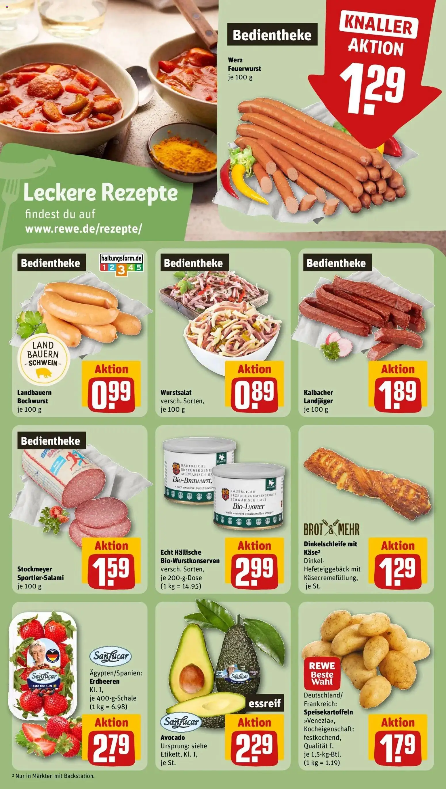 Rewe Prospekt Fridingen An Der Donau	 – gültig ab 05.04.2026 | Seite: 16 | Produkte: Bockwurst, Avocado, Brot, Erdbeeren