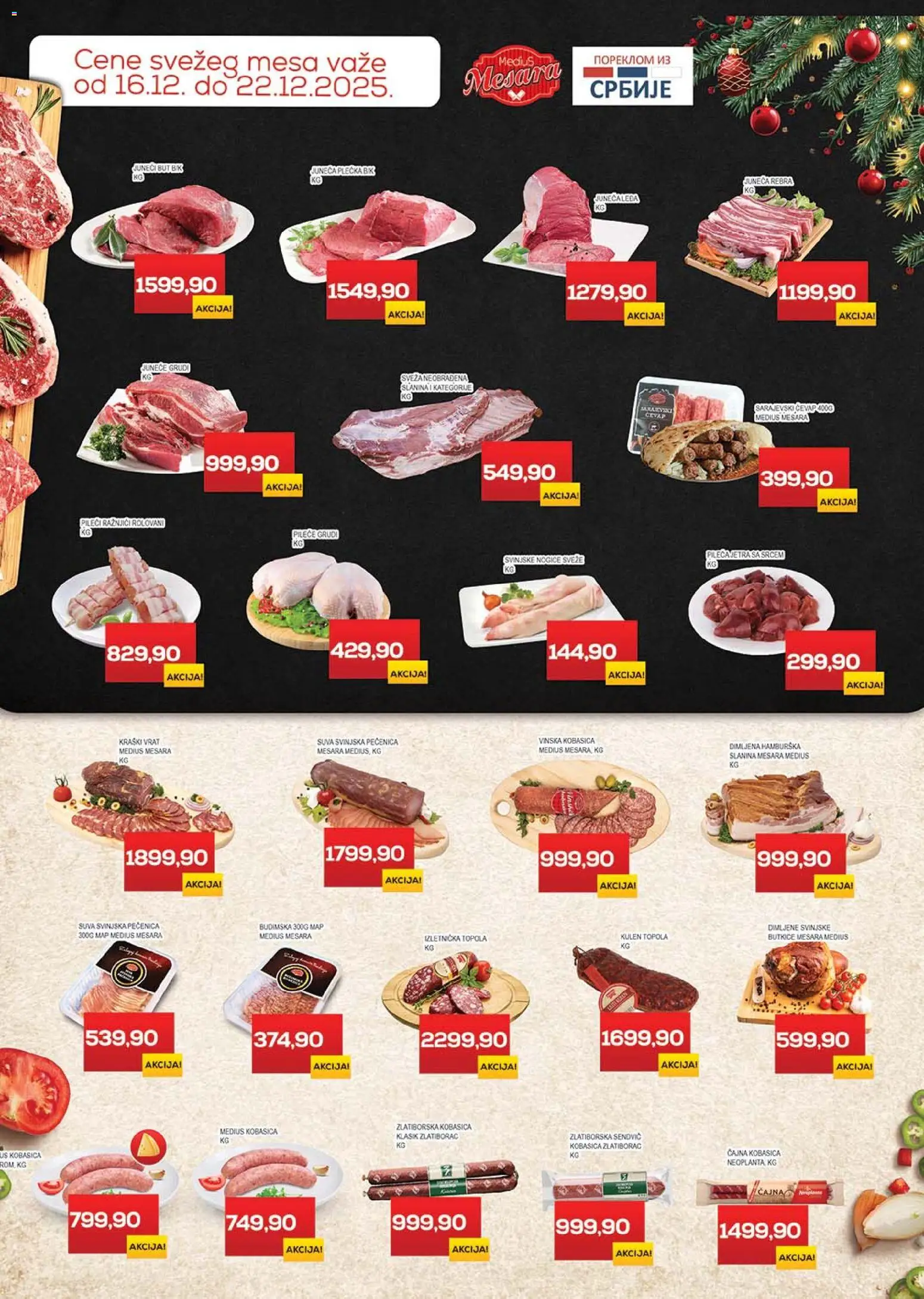 Medius katalog - važi od 16.12.2025 | Strana: 2 | Proizvode: Kulen, Suva svinjska pečenica, Kobasica, Pečenica