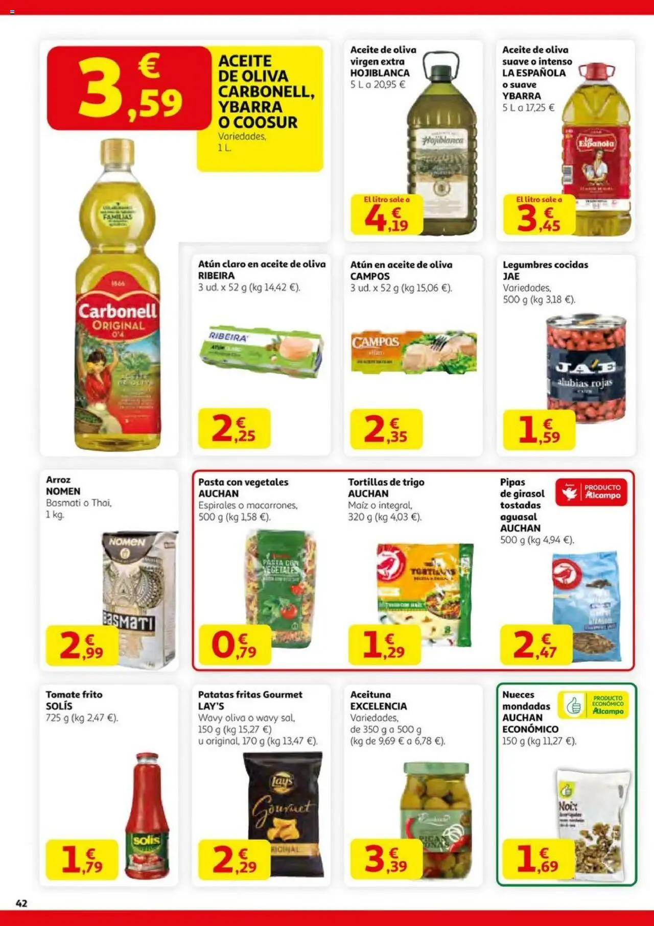 Alcampo - HG Nacional  │ válido desde el 14.08.2025 | Página: 42 | Productos: Aceite, Arroz, Pasta, Aceite de oliva