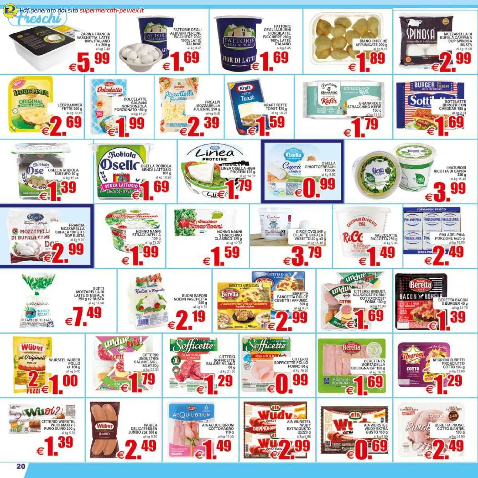 Volantino Pewex del 17.04.2026 | Pagina: 20 | Prodotti: Pollo, Mortadella, Stracchino, Robiola