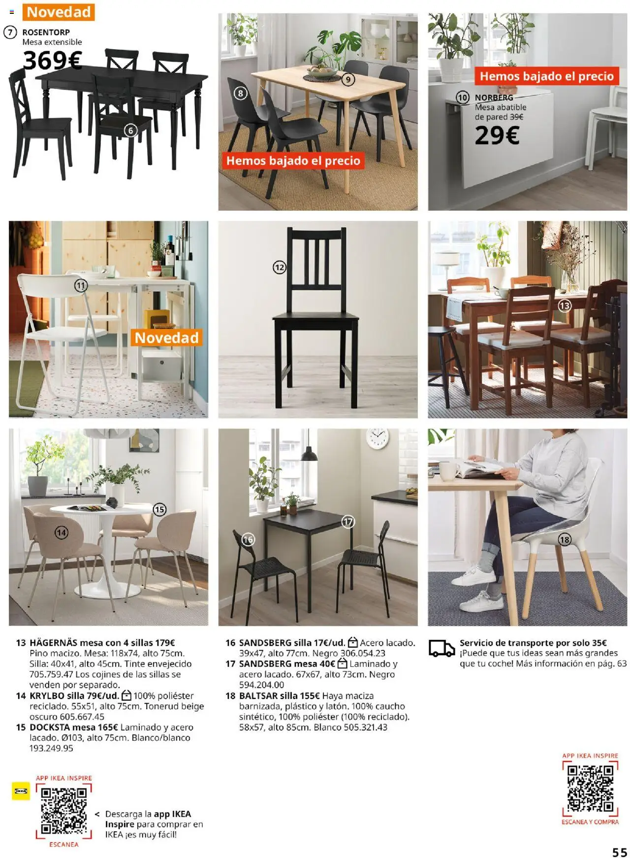 Catálogo IKEA Salones │ válido desde el 01.09.2025 | Página: 55 | Productos: Mesa extensible, Tinte, Mesa, Silla