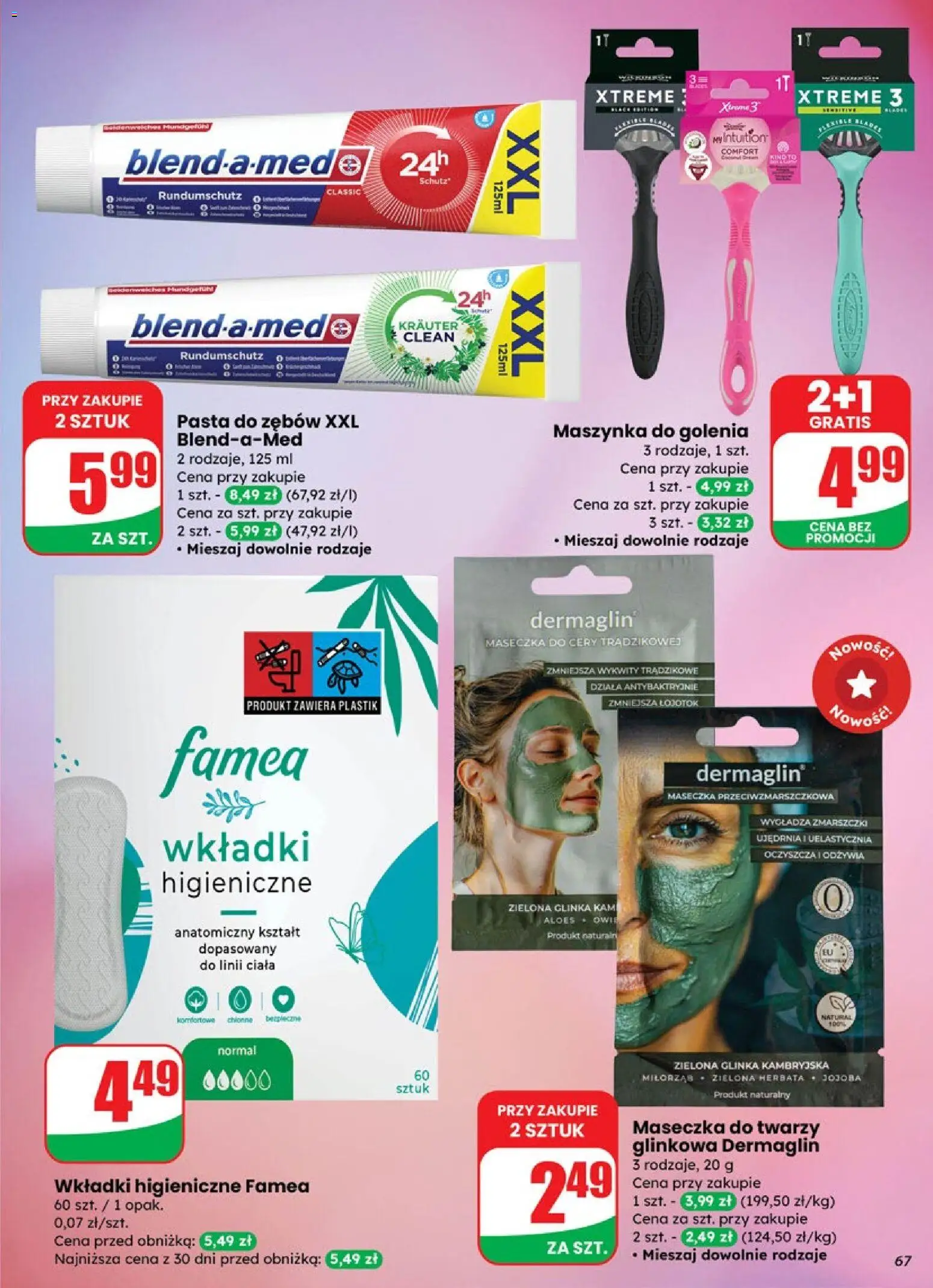 Dino Gazetka od 29.10.2025 | Strona: 67 | Produkty: Maseczka do twarzy, Wkładki higieniczne, Herbata, Pasta do zębów