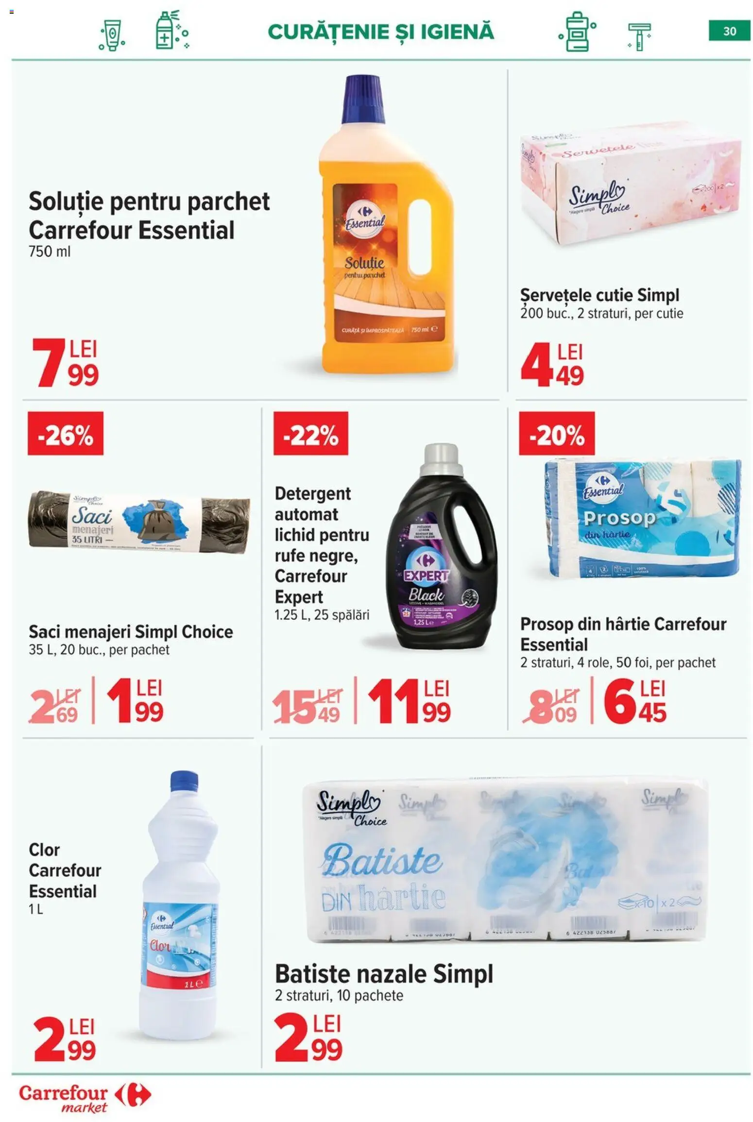 Noul catalog Carrefour – valabil de la 15.04.2026 | Pagină: 32 | Produse: Saci menajeri, Parchet, Cutie, Detergent