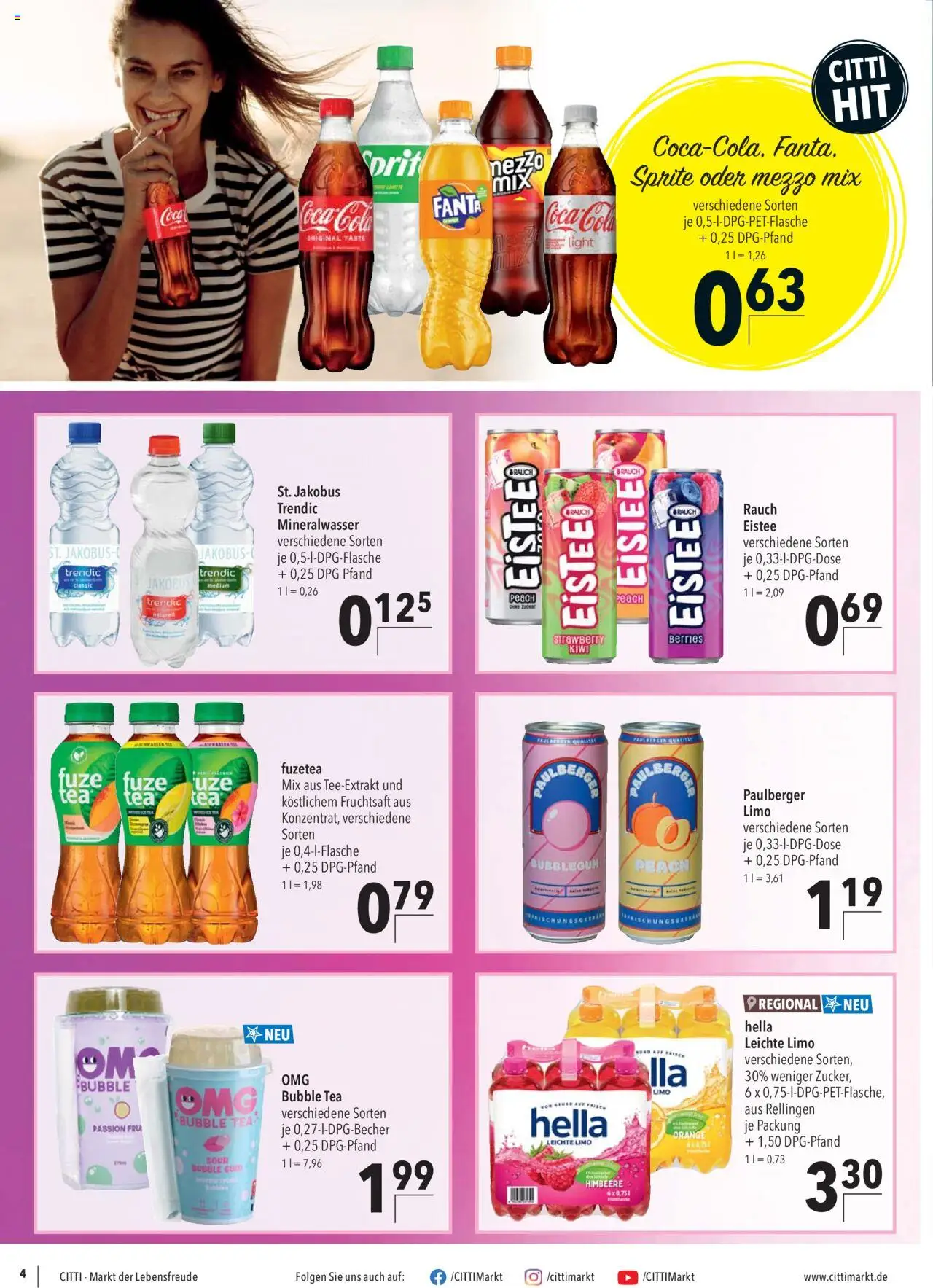 CITTI Markt - Kioskwerbung - gültig ab dem 13.08.2025 | Seite: 4 | Produkte: Mezzo mix, Cola, Kiwi, Fruchtsaft