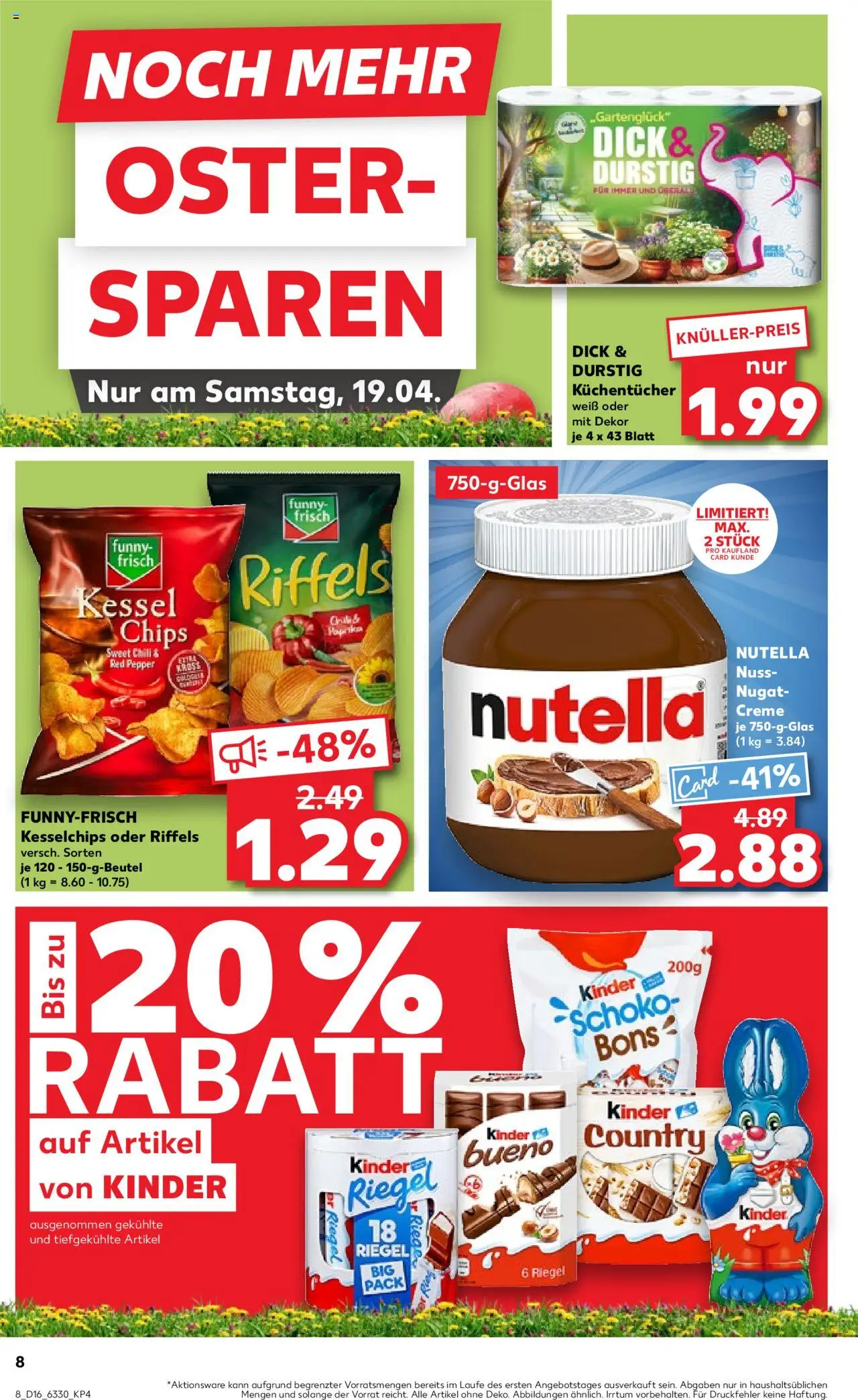Kaufland - Hamburg, Bergedorfer Straße 106 - gültig ab dem 17.04.2025 | Seite: 8 | Produkte: Funny frisch, Kinder bueno, Nutella, Chili