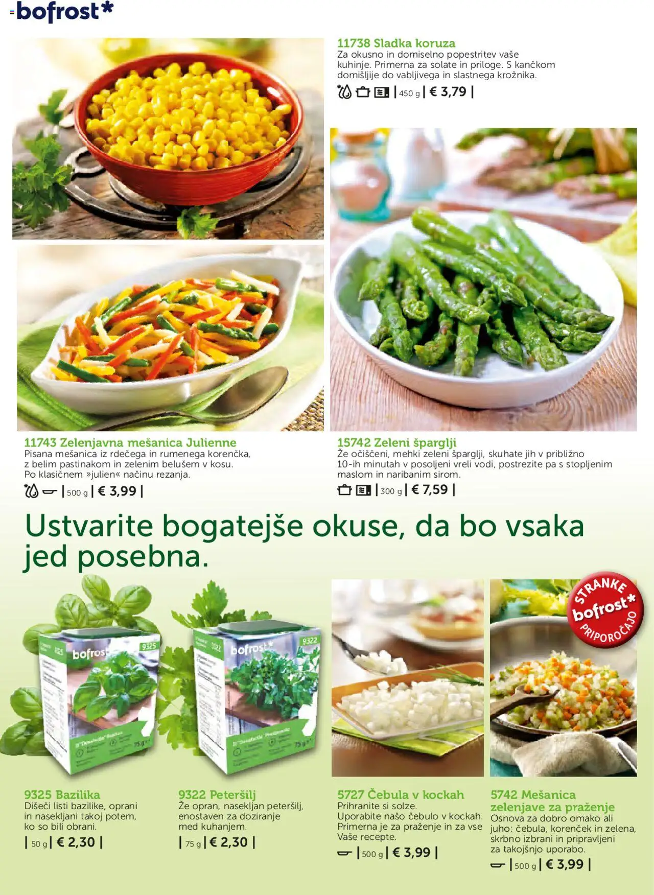 Bofrost katalog │ velja od 01.05.2025 | Stran: 60 | Izdelki: Koruza, Korencek, Cebula