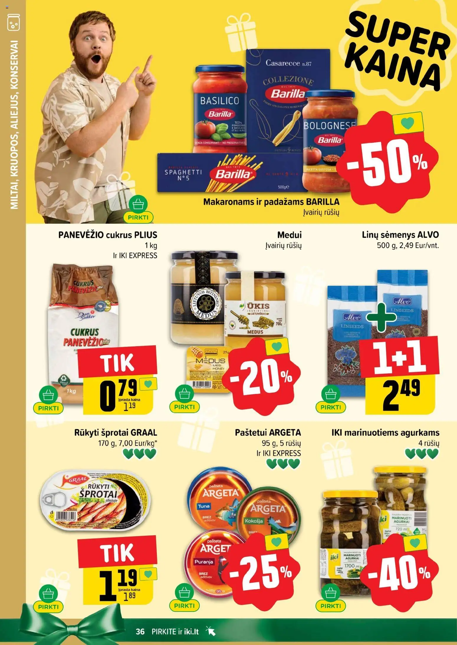 IKI akcijos nuo 27.10.2025 | Puslapis: 36 | Prekių: Agurkai, Konservai, Cukrus