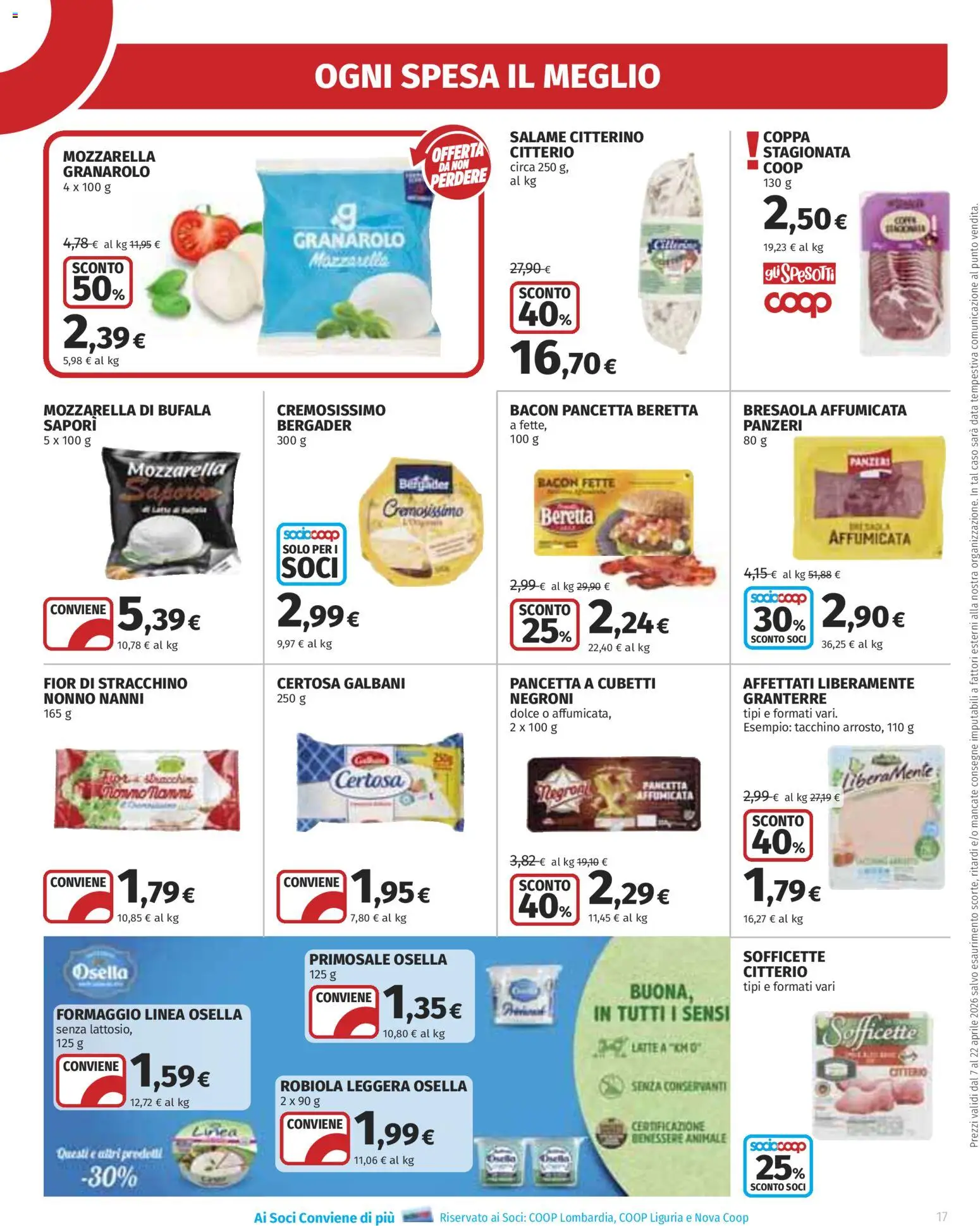 Volantino Ipercoop del 07.04.2026 | Pagina: 17 | Prodotti: Bresaola, Pancetta, Mozzarella, Stracchino