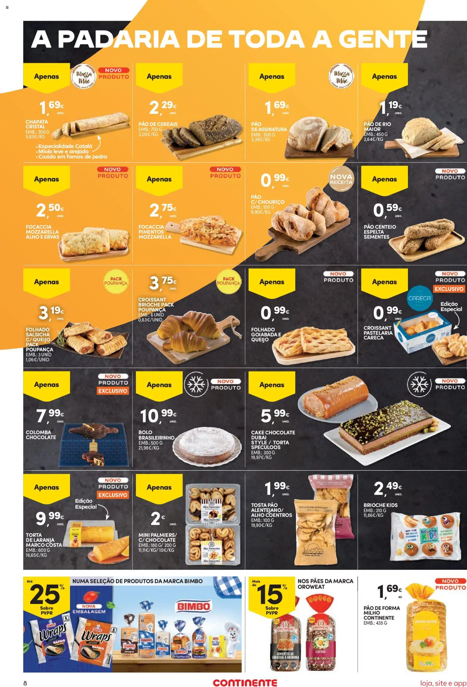 Continente Semanal Continente Bom Dia │ válido de 14.04.2026 | Página: 8 | Produtos: Salsicha, Chocolate, Abóbora, Cereais