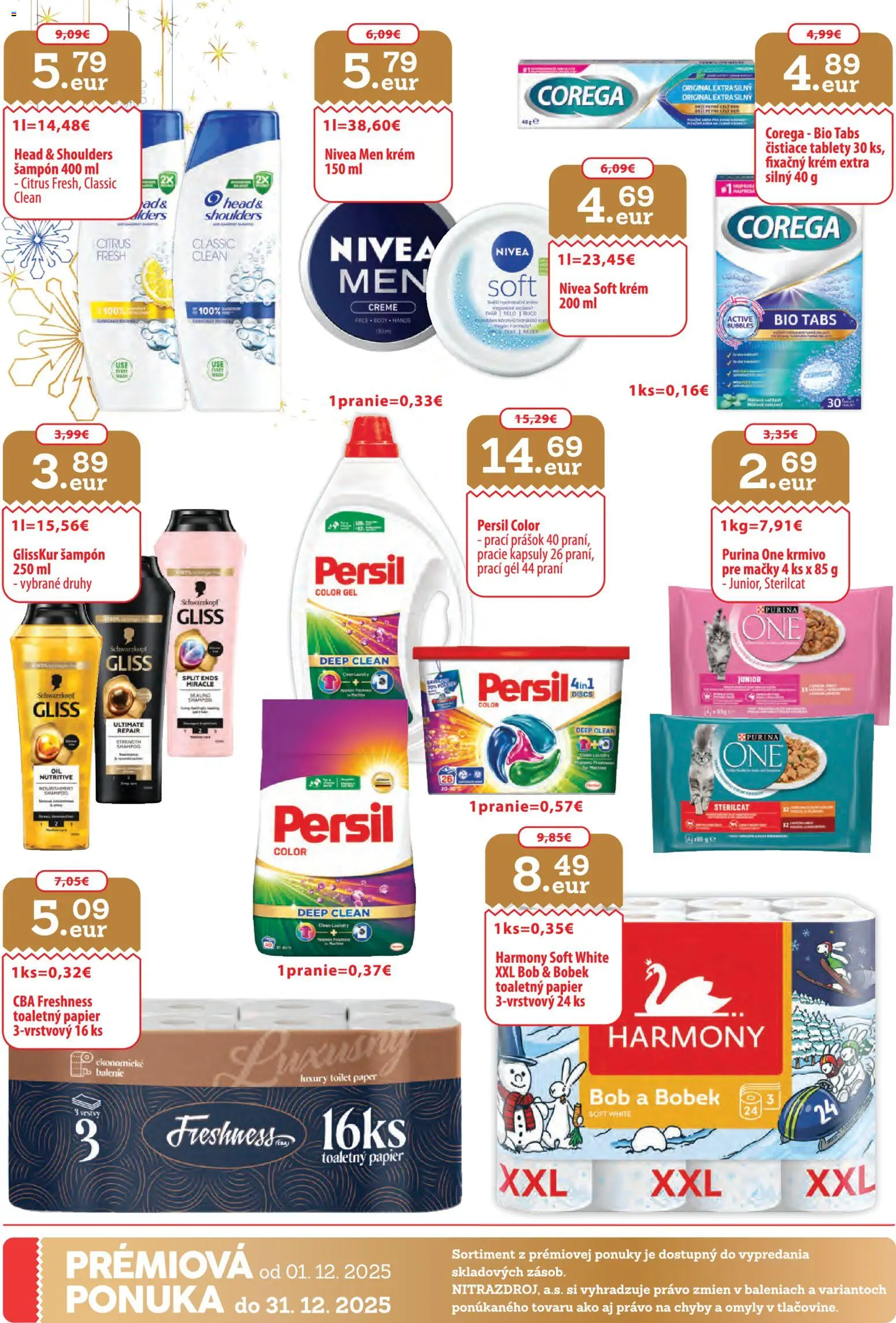 Nové Nitrazdroj akcie – leták je platný od 01.12.2025 | Strana: 32 | Produkty: Nivea, Persil, Krém, Head & Shoulders