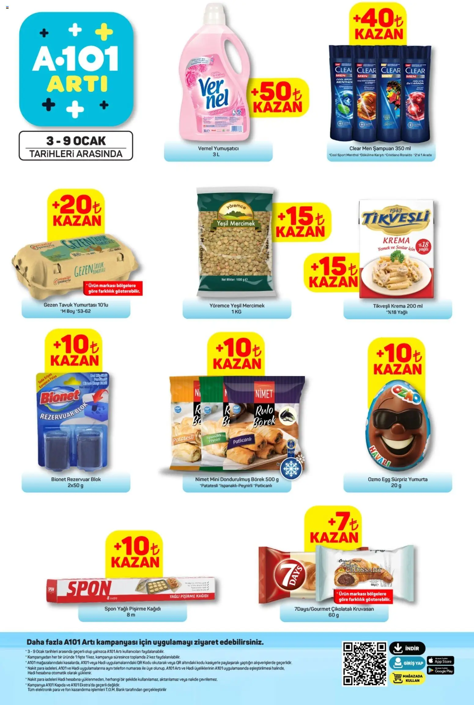 A101 Arti - 03.01.2026 tarihinden itibaren geçerlidir | Sayfa: 1 | Ürünler: Ravioli, Yumurta, Parfüm, Telefon