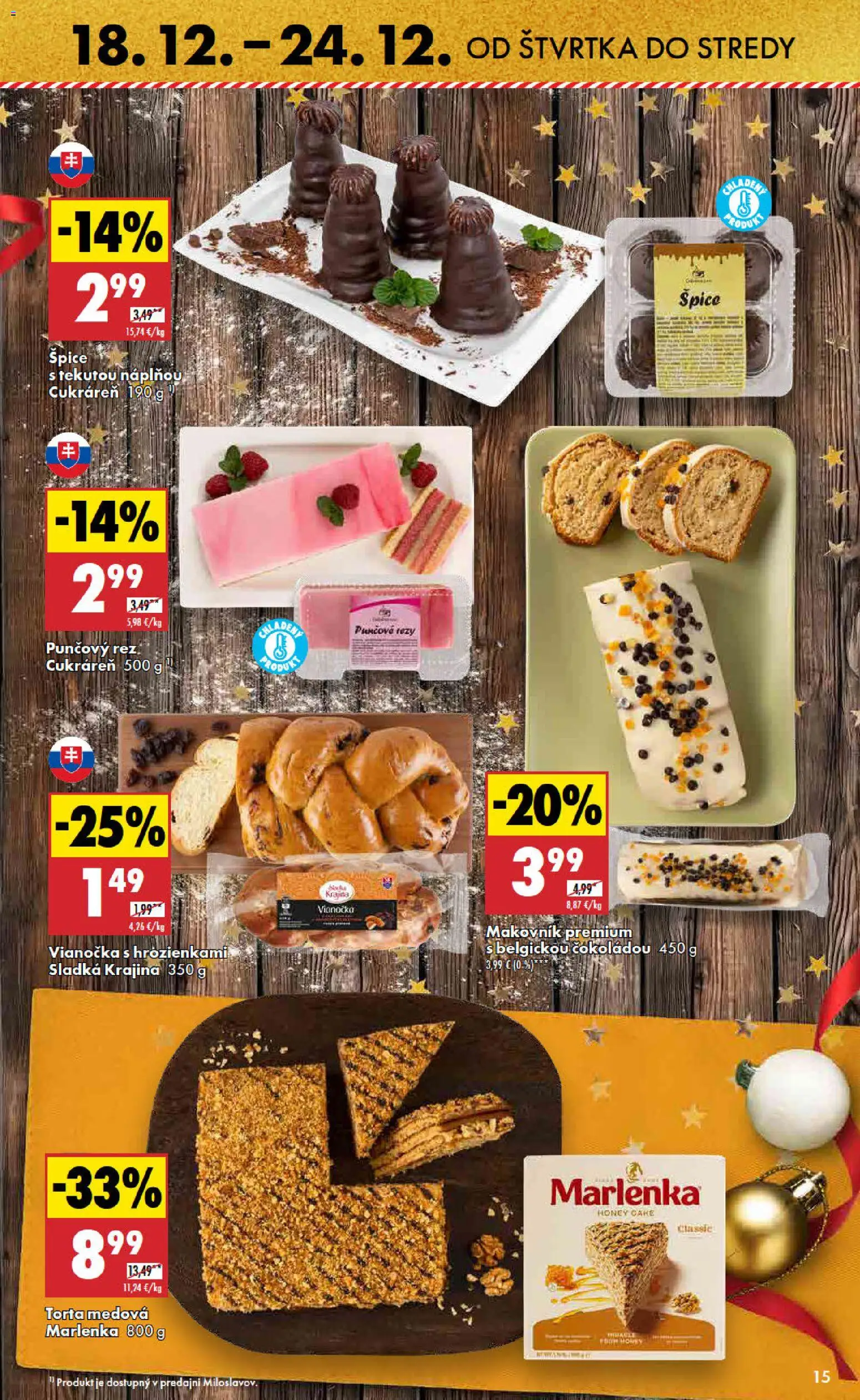 Nové Biedronka akcie – leták je platný od 18.12.2025 | Strana: 15 | Produkty: Vianočka, Torta, Marlenka