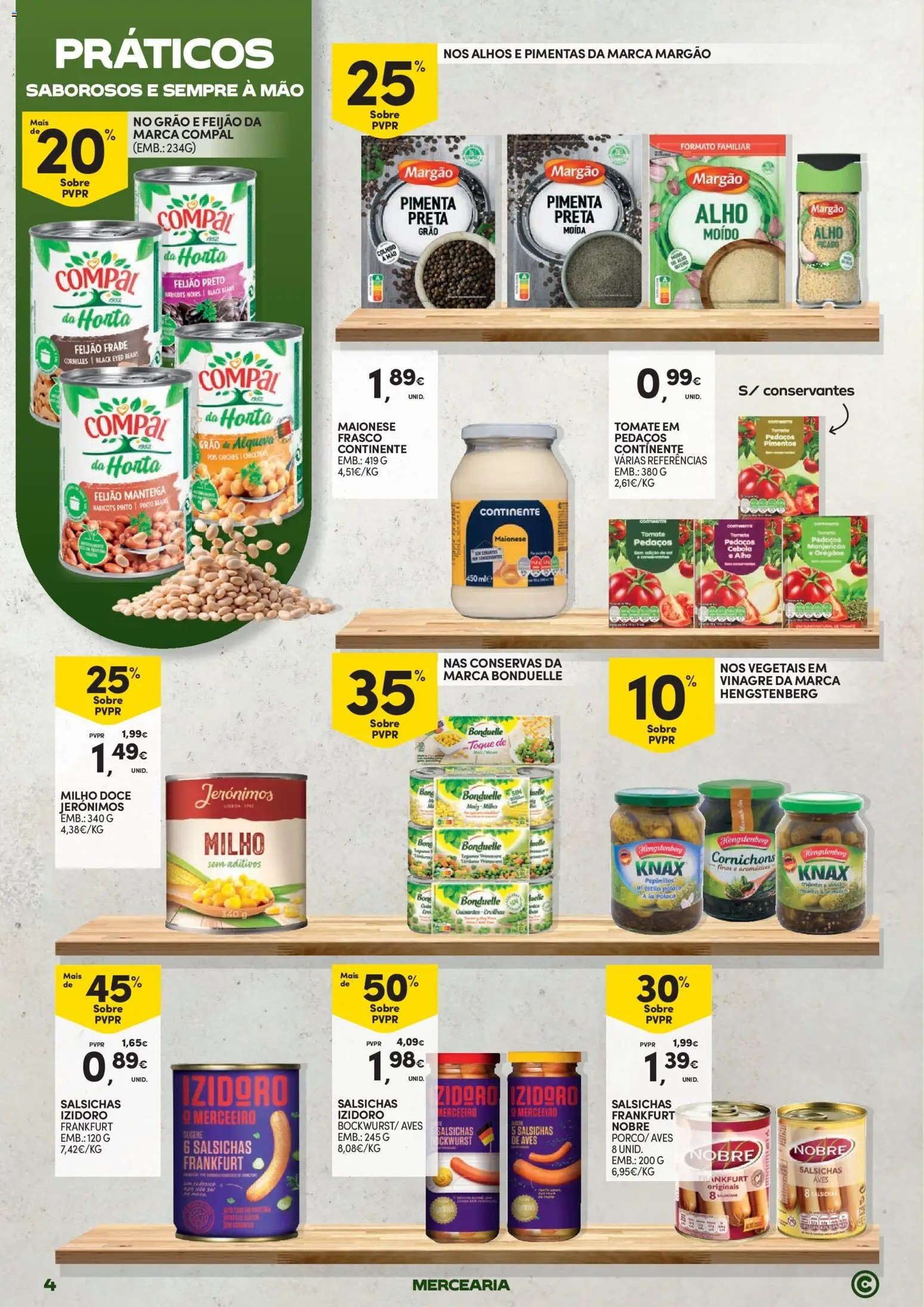 Continente Mercearia A sua despensa, a sua poupança │ válido de 21.04.2026 | Página: 4 | Produtos: Vinagre, Boné, Pimenta, Alhos