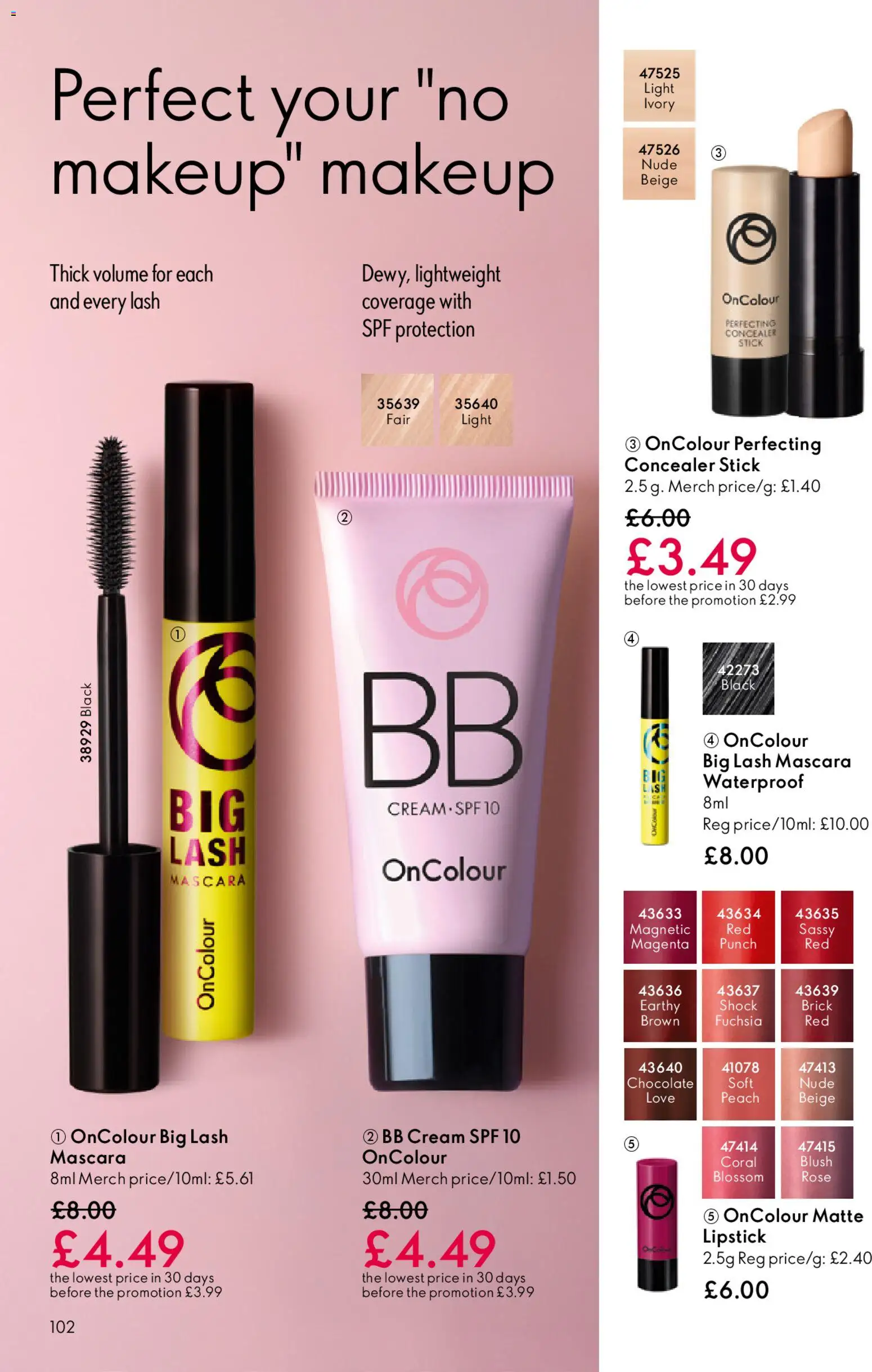 {H1} | Page: 102 | Products: BB cream, Lipstick, Chocolate, Cream