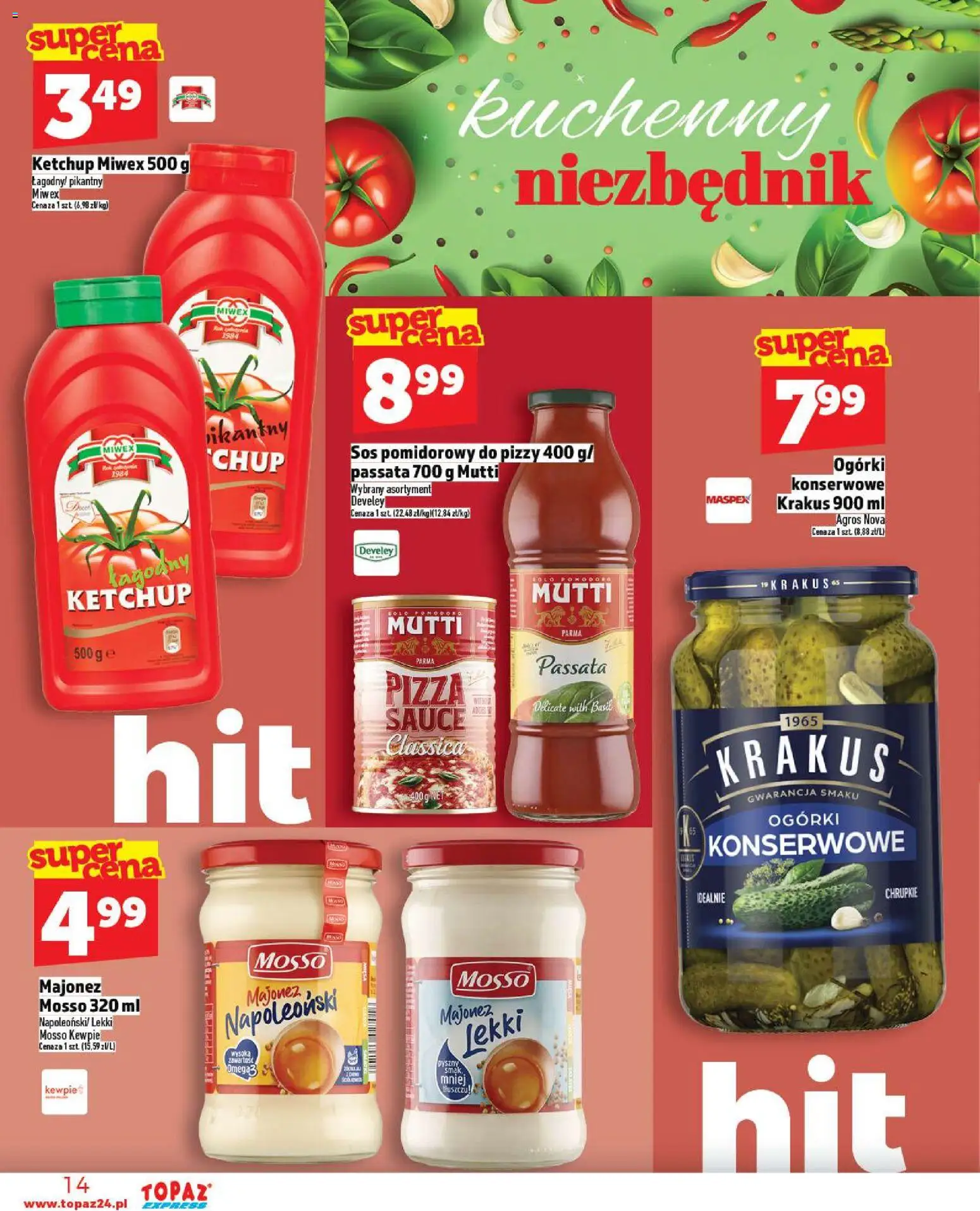 Topaz Gazetka - Express od 06.11.2025 | Strona: 14 | Produkty: Ketchup, Pizza, Ogórki, Majonez