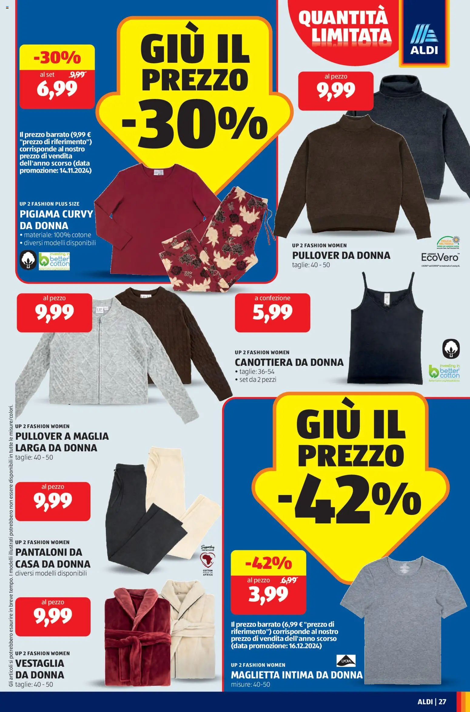 Volantino Aldi del 22.12.2025 | Pagina: 27 | Prodotti: Pigiama, Top, Cardigan, Data