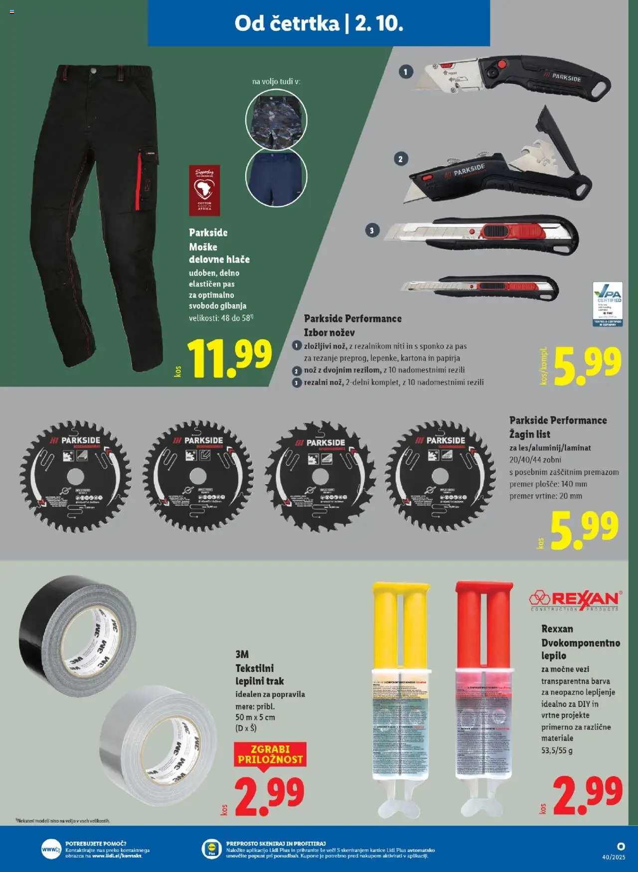 Novi Lidl katalog ponudbe – veljaven od 02.10.2025 | Stran: 31 | Izdelki: Nož, Lepilo, Barva, Hlace