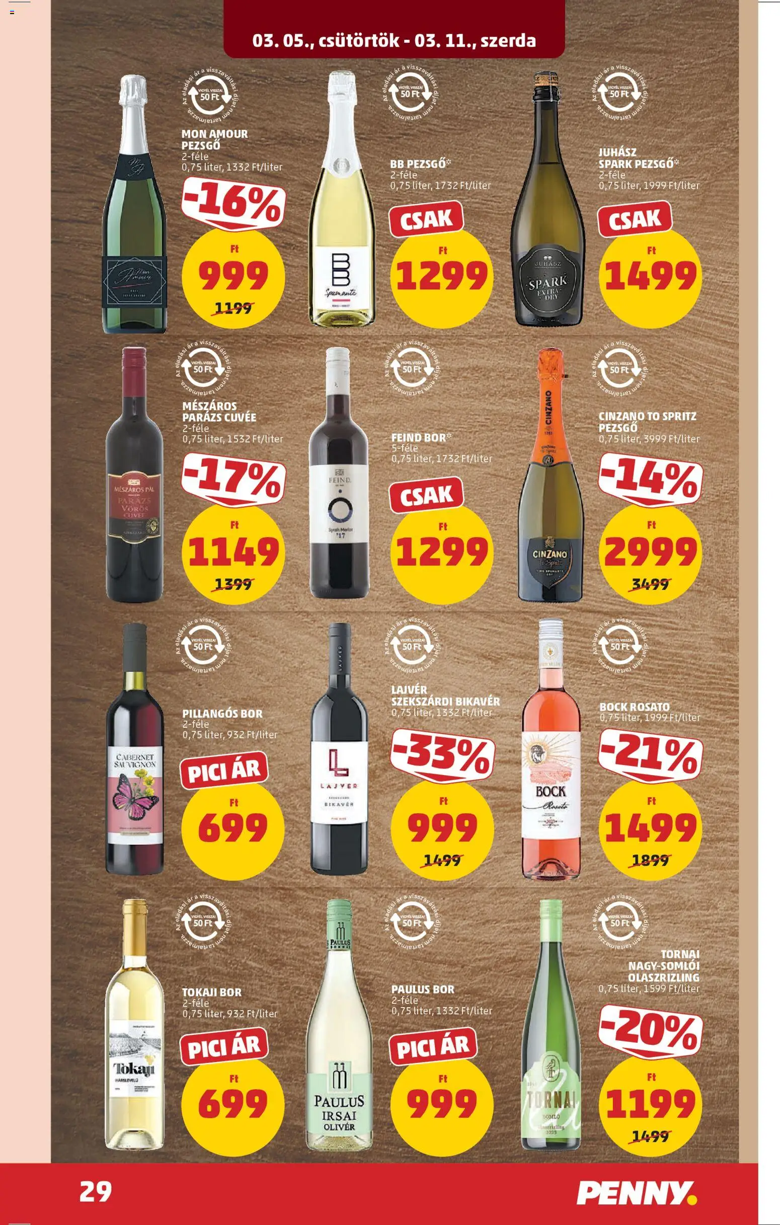 PENNY akciós ujság - amely érvényes a következő dátumtól: 05.03.2026 | Oldal: 33 | Termékek: Pezsgő, Bb pezsgő, Bor