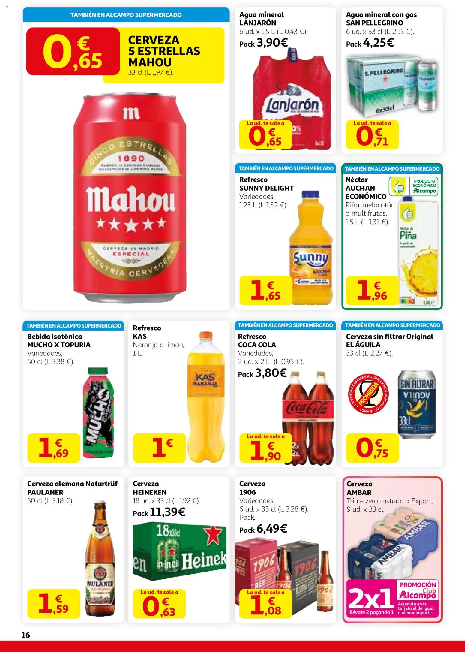 Alcampo -  HG Nacional Unificado │ válido desde el 29.01.2026 | Página: 16 | Productos: Cerveza, Piña, Té, Agua mineral