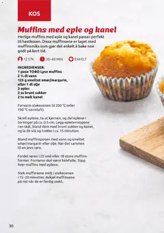 Forhåndsvisning av Muffins med eple og kanel, Herlige muffins med eple og kanel passer perfekt til høstkosen. Disse muffinsene er laget med muffinsmiks som gjør det enkelt å bake noe godt på kort tid. gyldig fra 07.04.2026 | Side: 30 | Produkter: Epler, Strandväska, Tort, Вермішель
