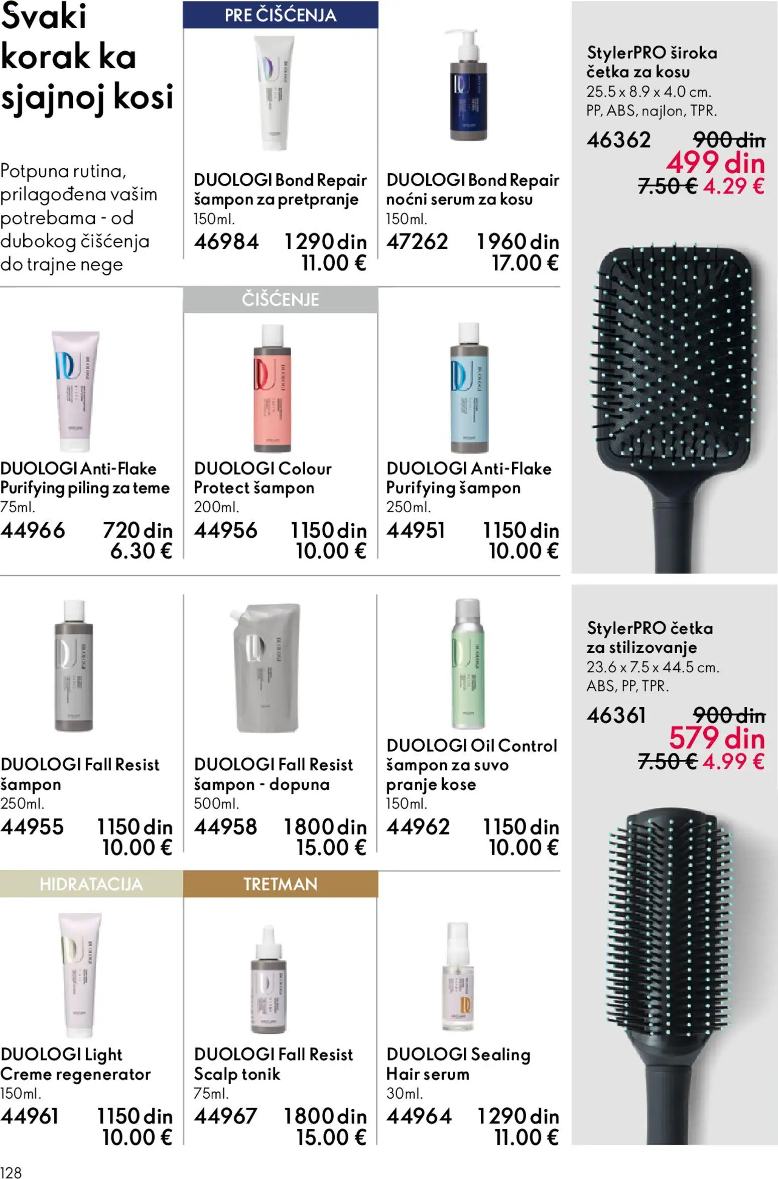 Oriflame katalog - važi od 22.04.2026 | Strana: 128 | Proizvode: Cetka za kosu, Četka, Šampon, Tonik