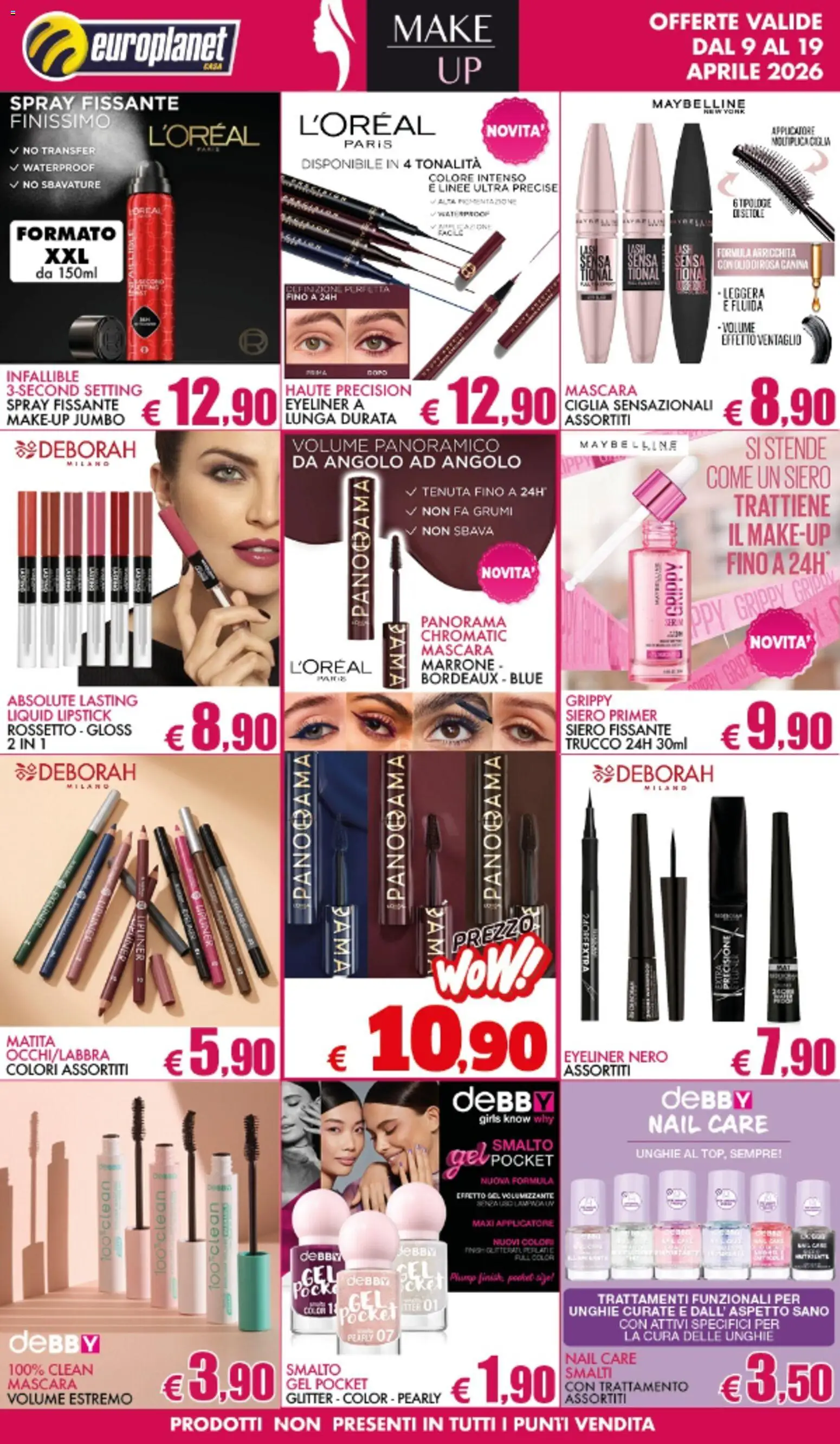 Volantino Europlanet Casa del 09.04.2026 | Pagina: 5 | Prodotti: Mascara, Eyeliner, Rossetto, Trucco