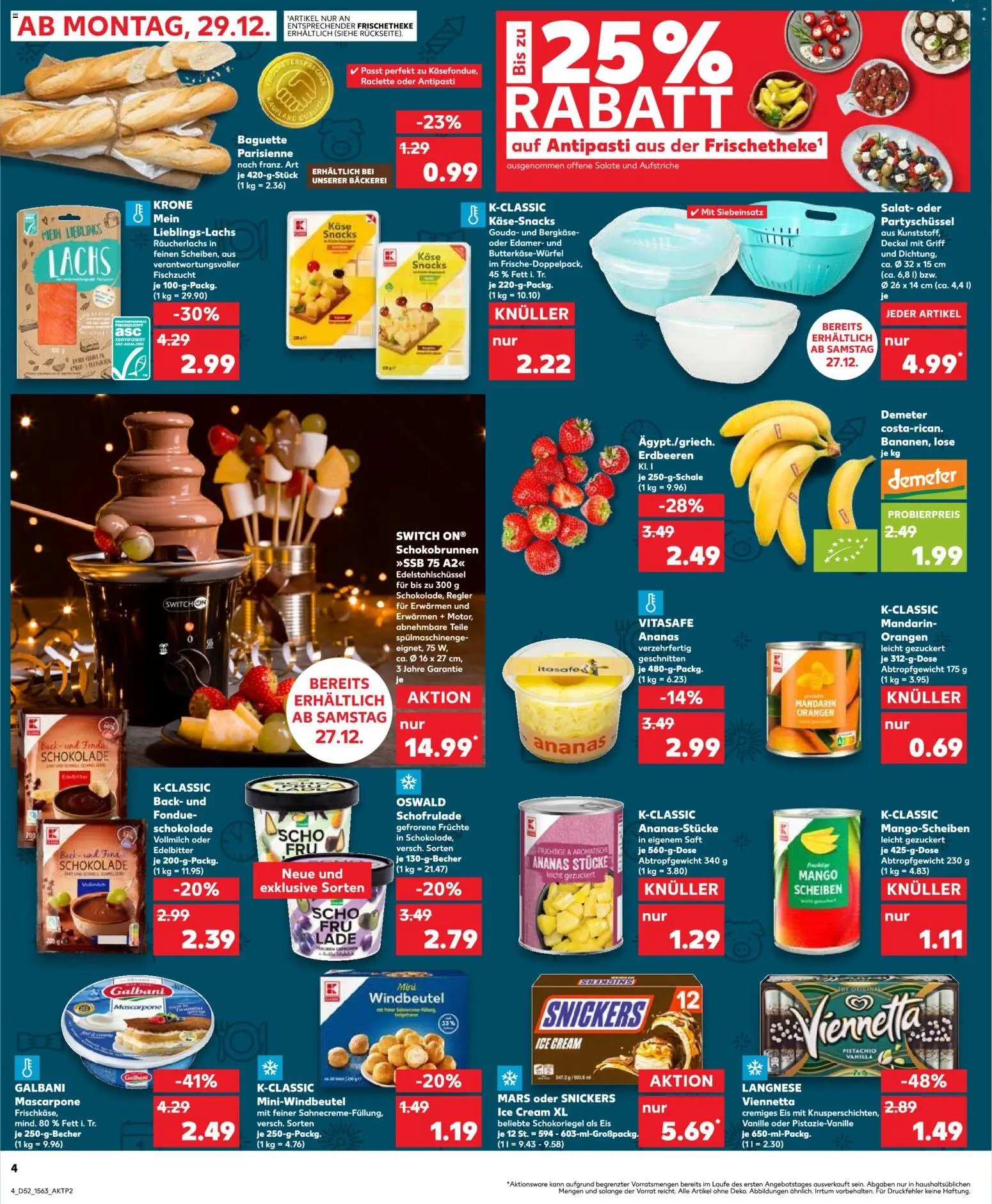 Kaufland prospekt Hamburg	 – gültig ab 28.12.2025 | Seite: 4 | Produkte: Bäckerei, Gouda, Mars, Fondue