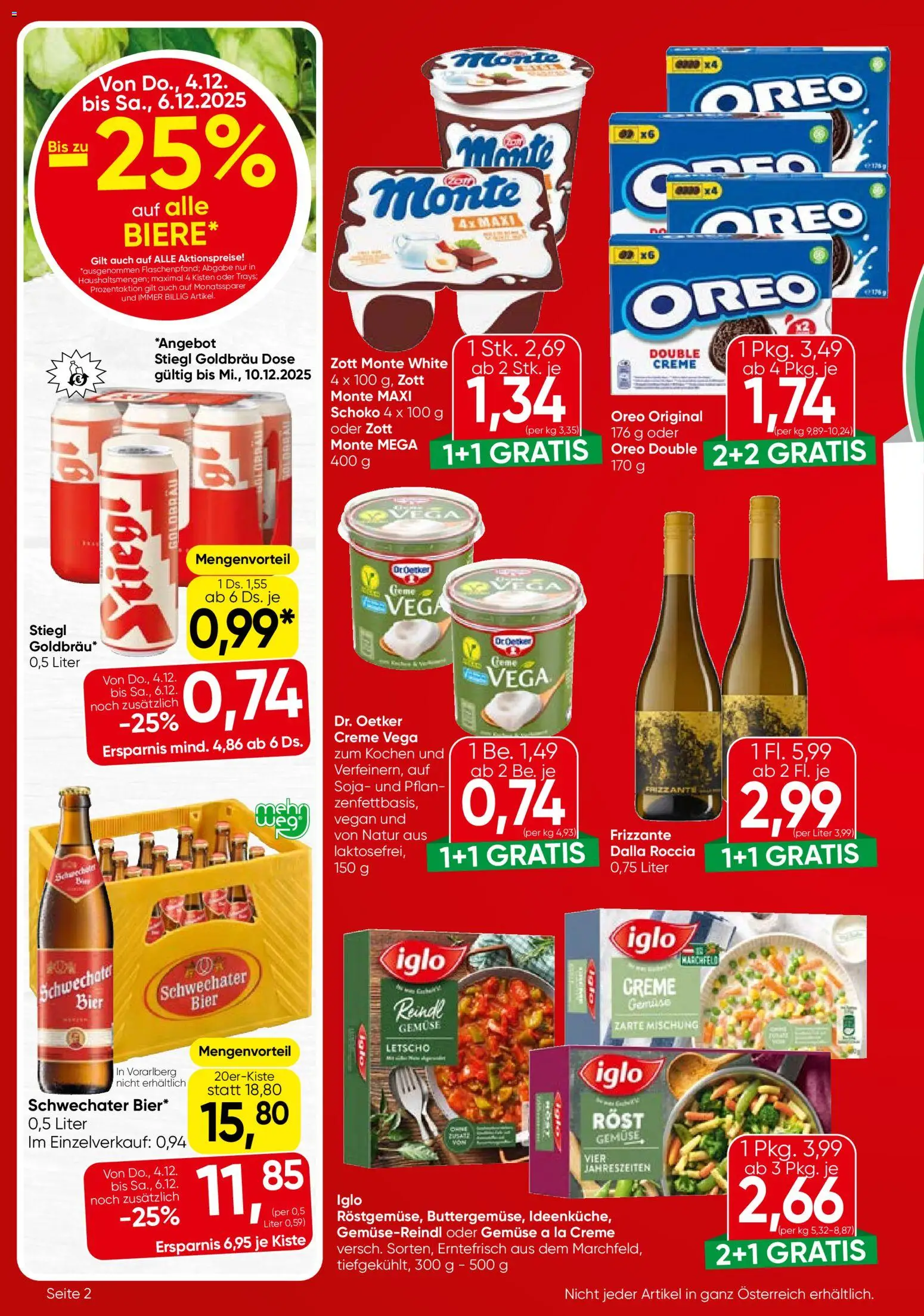 Eurospar Flugblatt - Kärnten gültig ab 04.12.2025 | Seite: 2 | Produkte: Gemüse, Creme, Bier