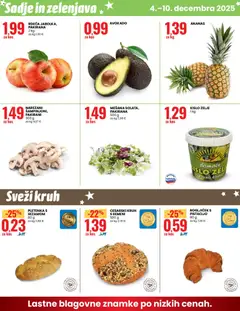 Eurospin katalog akcije – veljaven od 04.12.2025 | Stran: 12 | Izdelki: Pekarna, Ananas, Sadje, Zelje