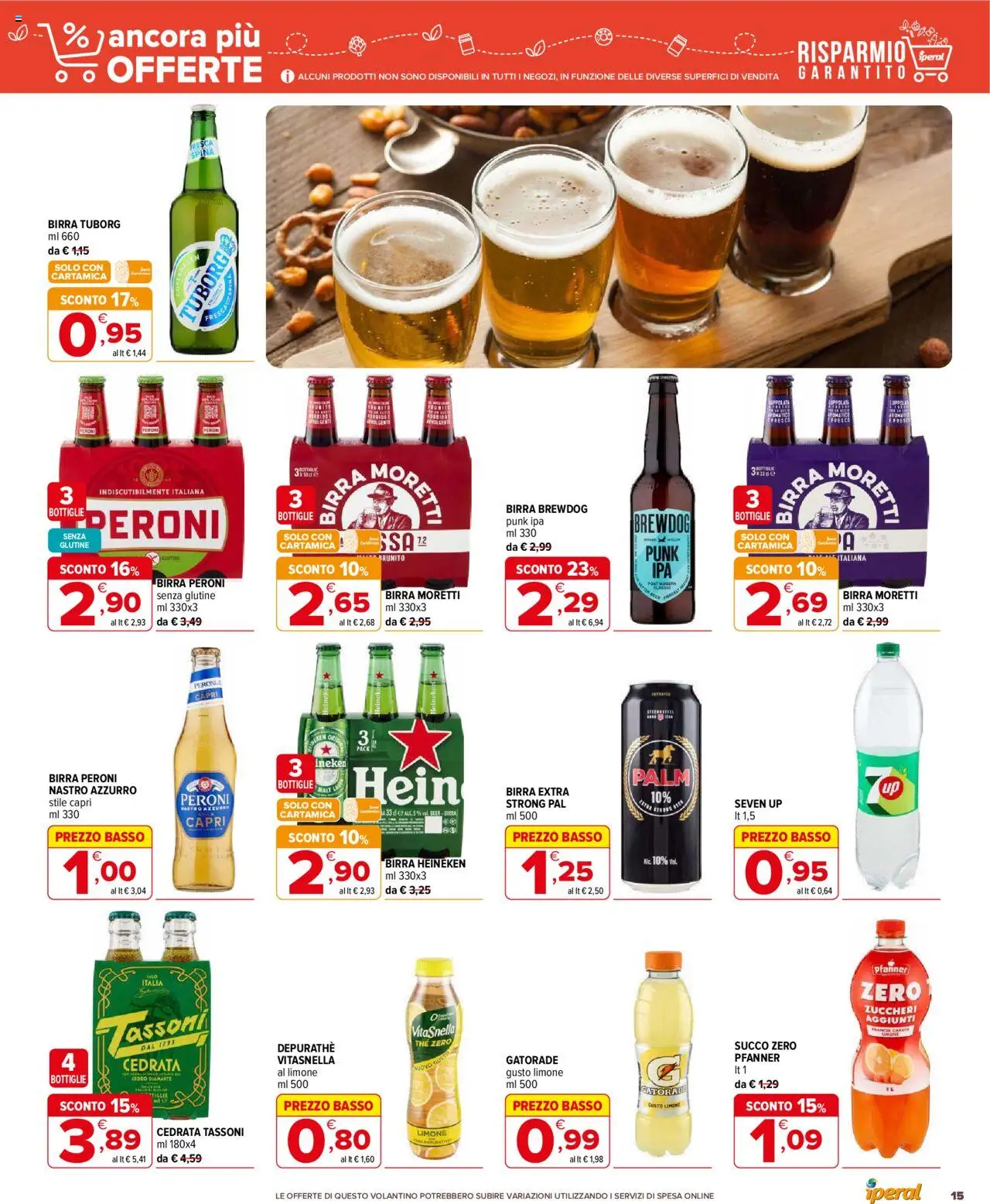 Volantino Iperal del 17.09.2025 | Pagina: 15 | Prodotti: Succo, Birra, Cedrata, Heineken