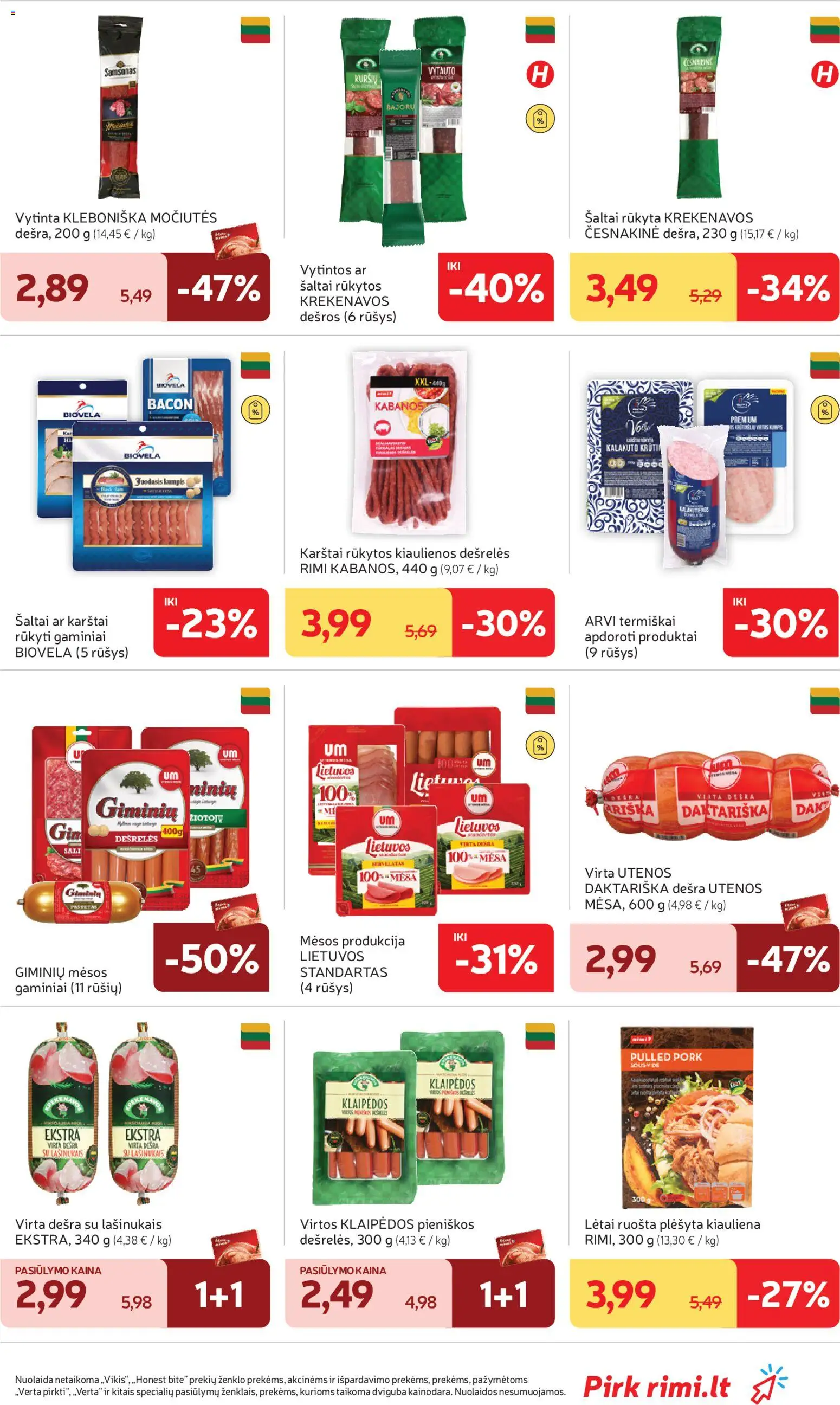 Rimi akcijos nuo 27.01.2026 | Puslapis: 11 | Prekių: Kiaulienos, Dešrelės, Kumpis, Kiauliena