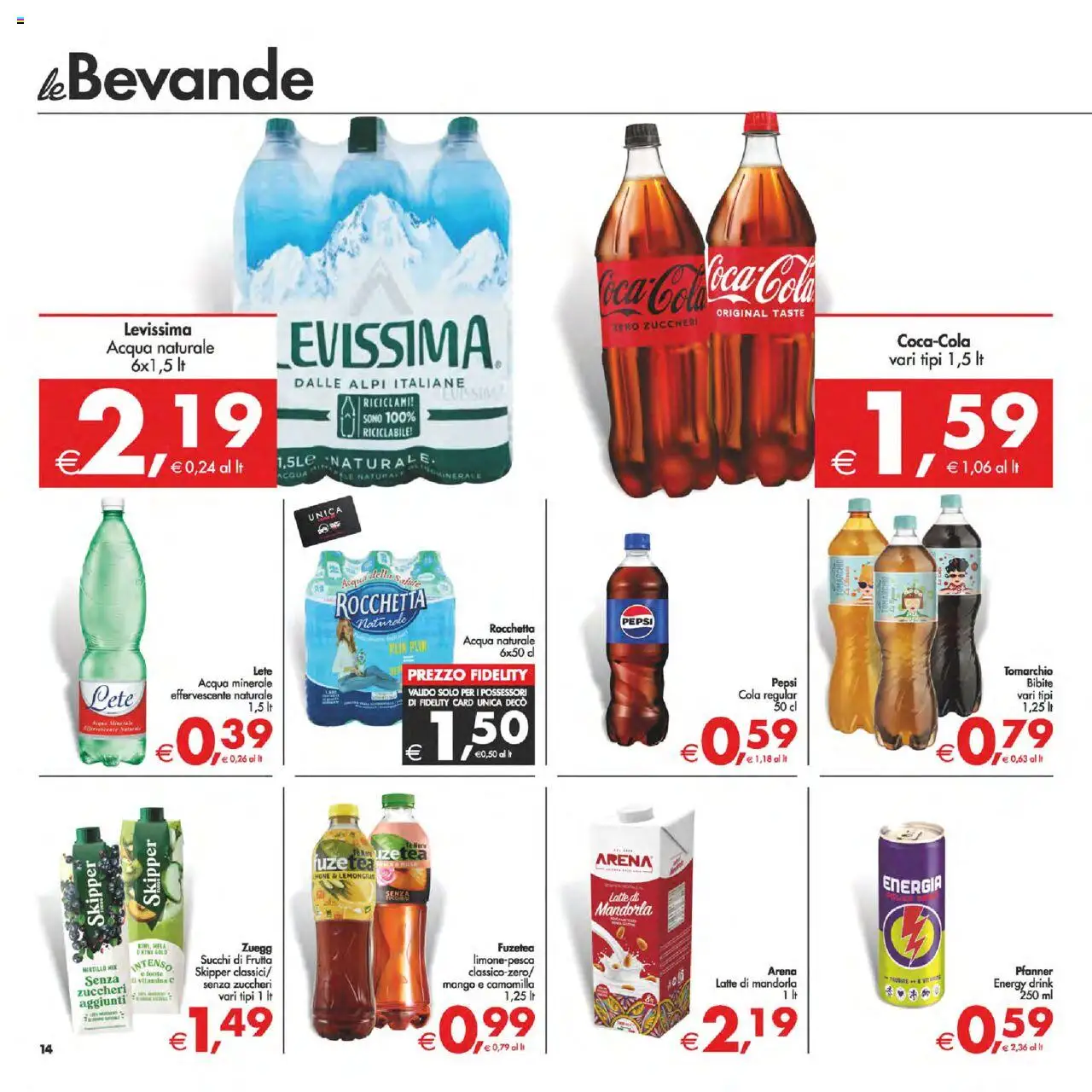 Volantino Decò del 12.09.2025 | Pagina: 14 | Prodotti: Acqua, Bibite, Acqua minerale, Pepsi