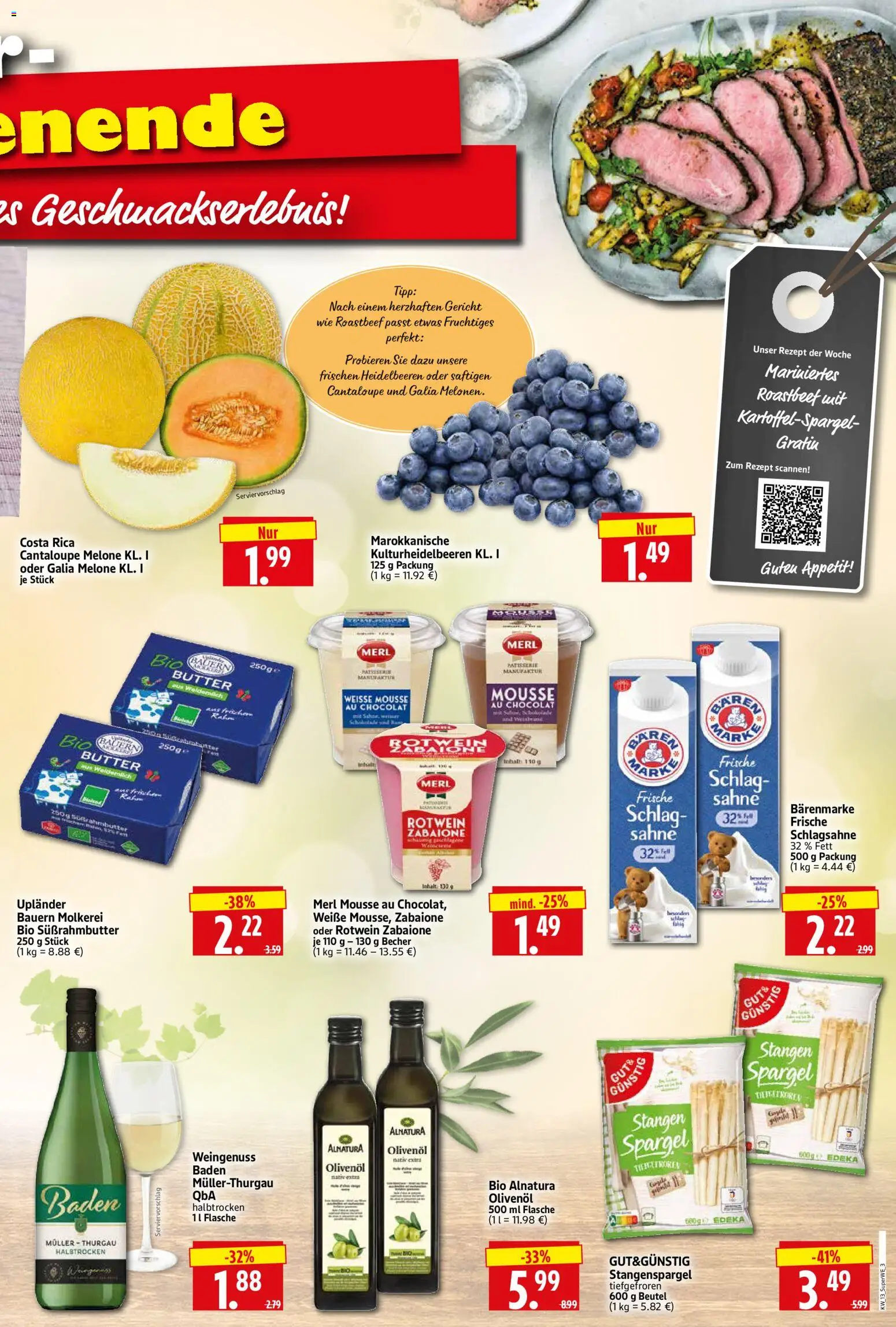 HERKULES Sonderbeilage – gültig ab 26.03.2026 | Seite: 3 | Produkte: Schlagsahne, Spargel, Heidelbeeren, Melone