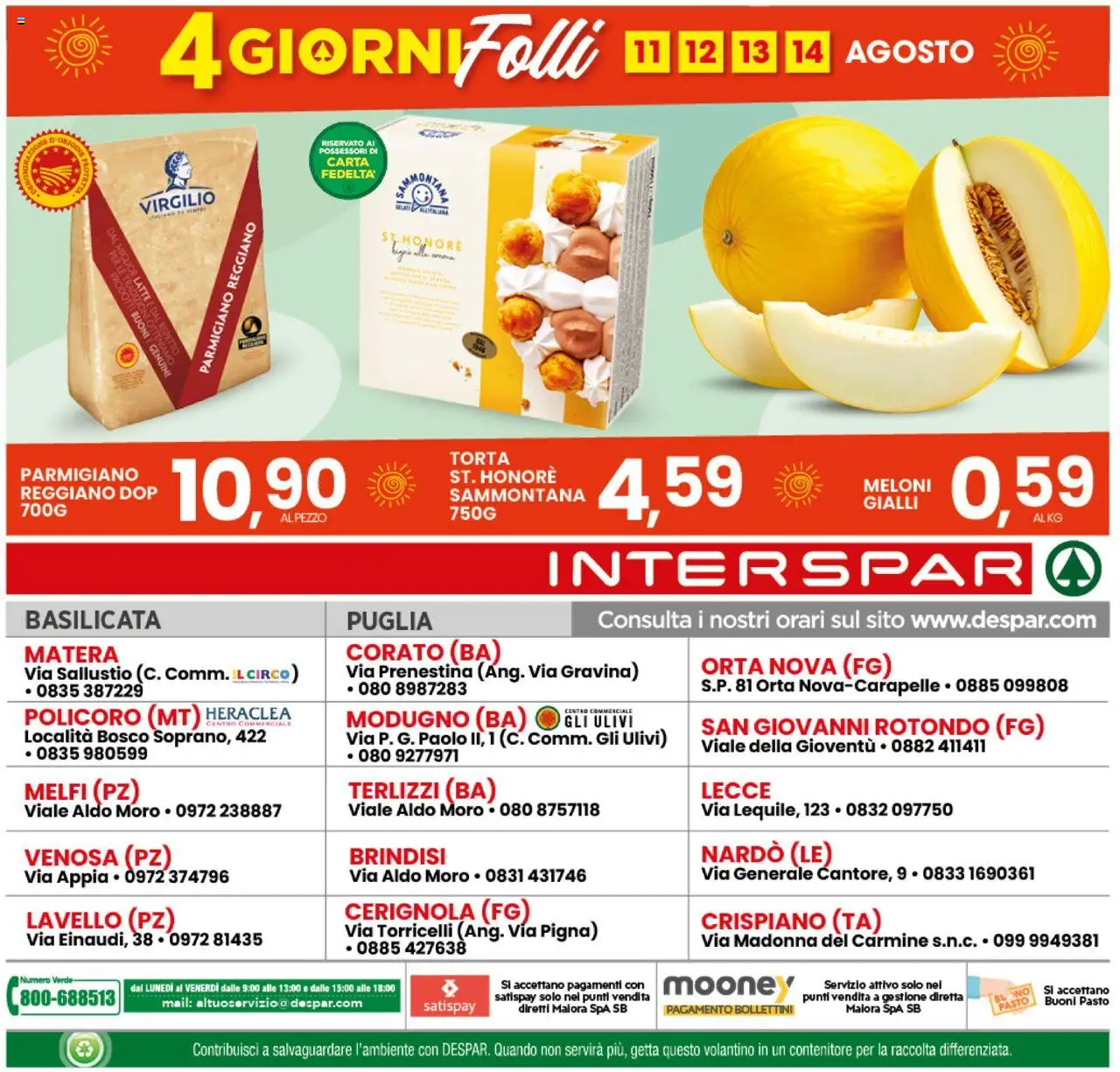Volantino Interspar del 04.08.2025 | Pagina: 20 | Prodotti: Latte, Lavello, Contenitore, Parmigiano
