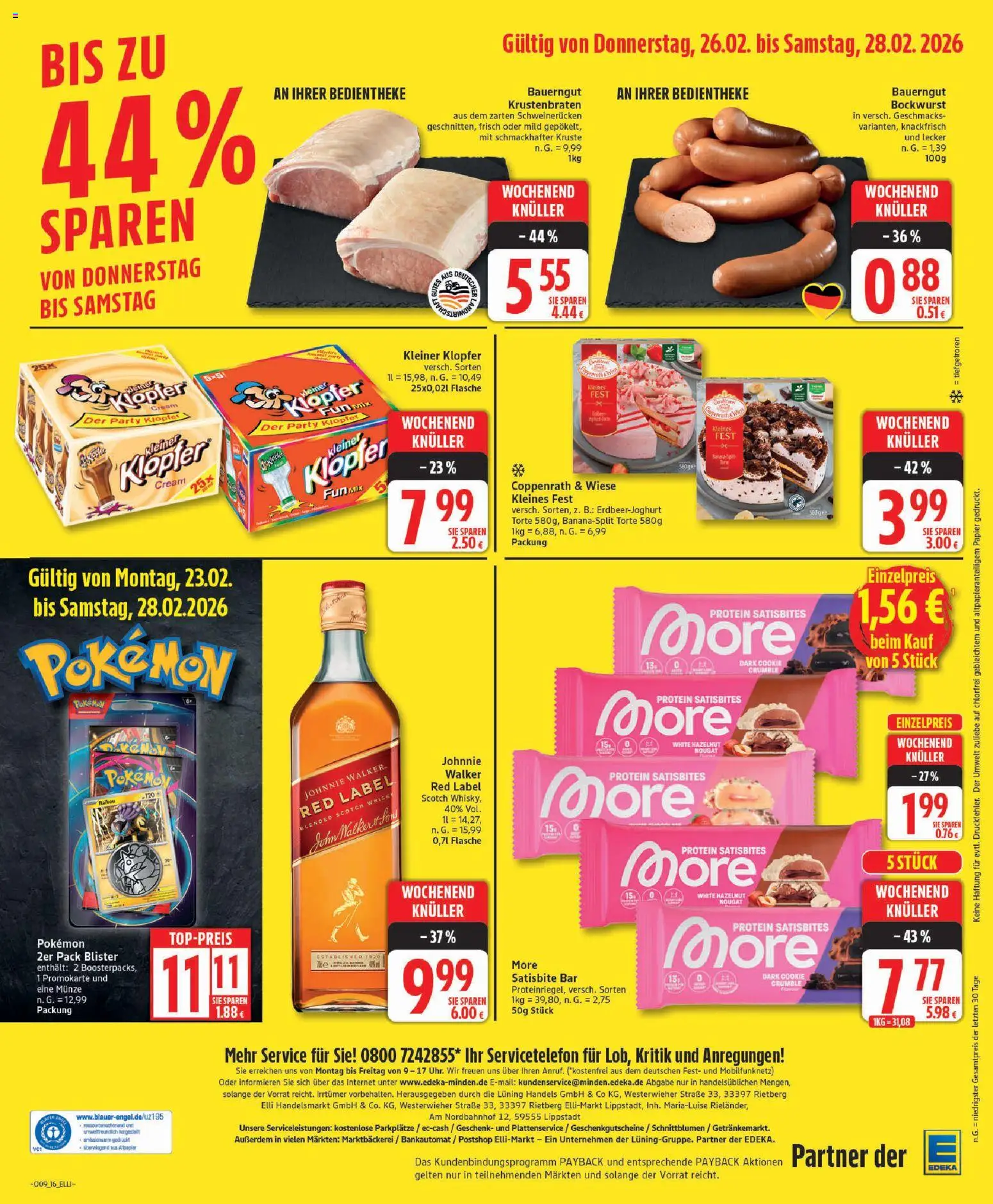 Elli Markt - Broschüre – gültig ab 23.02.2026 | Seite: 16 | Produkte: Bockwurst, Krustenbraten, Bauerngut, Schweinerucken