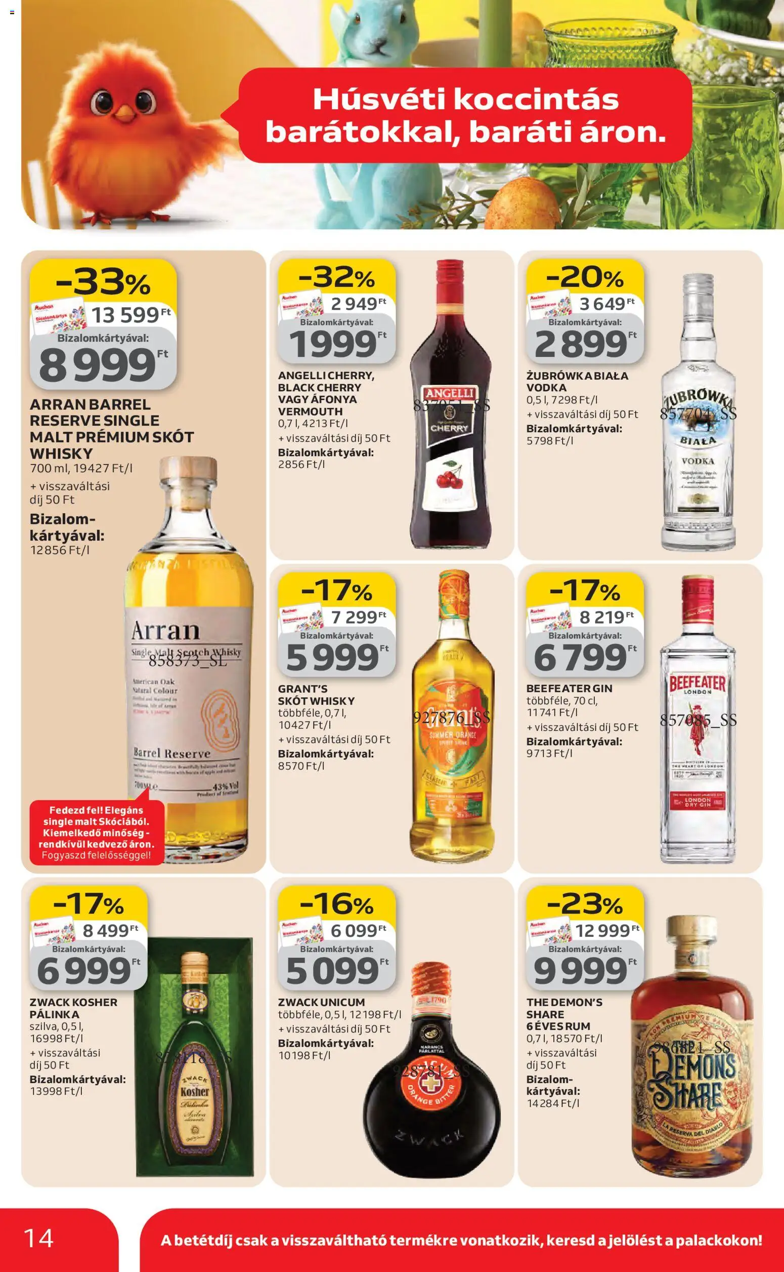 Auchan akciós ujság - amely érvényes a következő dátumtól: 26.02.2026 | Oldal: 14 | Termékek: Áfonya, Rum, Vodka, Whisky