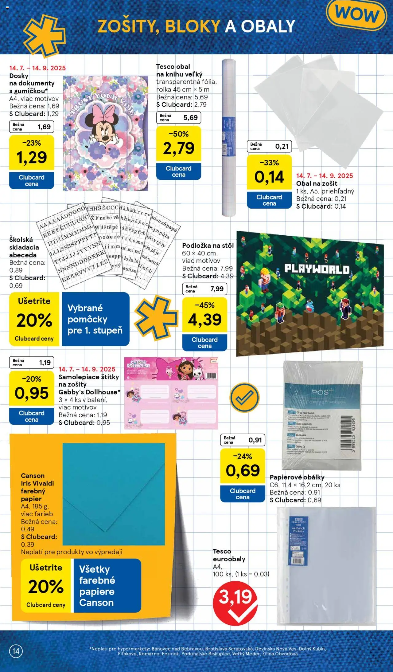 Tesco všetko pre vášho školáka │ platný od 11.08.2025 | Strana: 14 | Produkty: Stôl, Zošit, Notebook