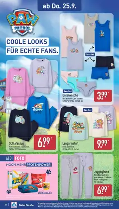 Aldi Prospekt 	 – gültig ab 22.09.2025 | Seite: 24 | Produkte: Jogginghose, Langarmshirt, Unterwäsche