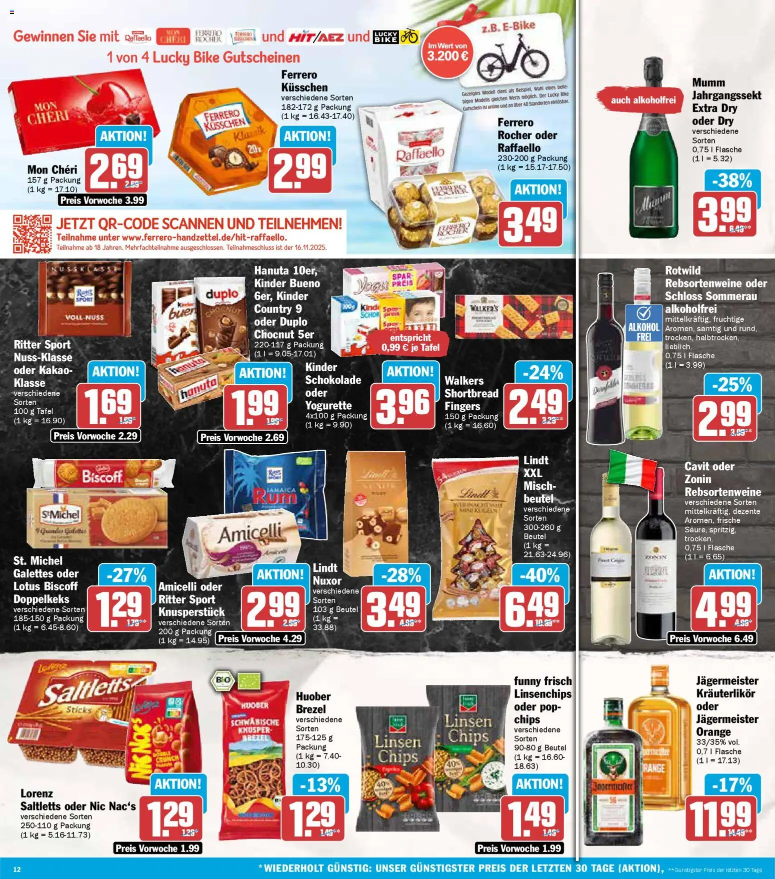 AEZ Prospekt 	 – gültig ab 03.11.2025 | Seite: 12 | Produkte: Yogurette, Kinder bueno, Jägermeister, Lindt