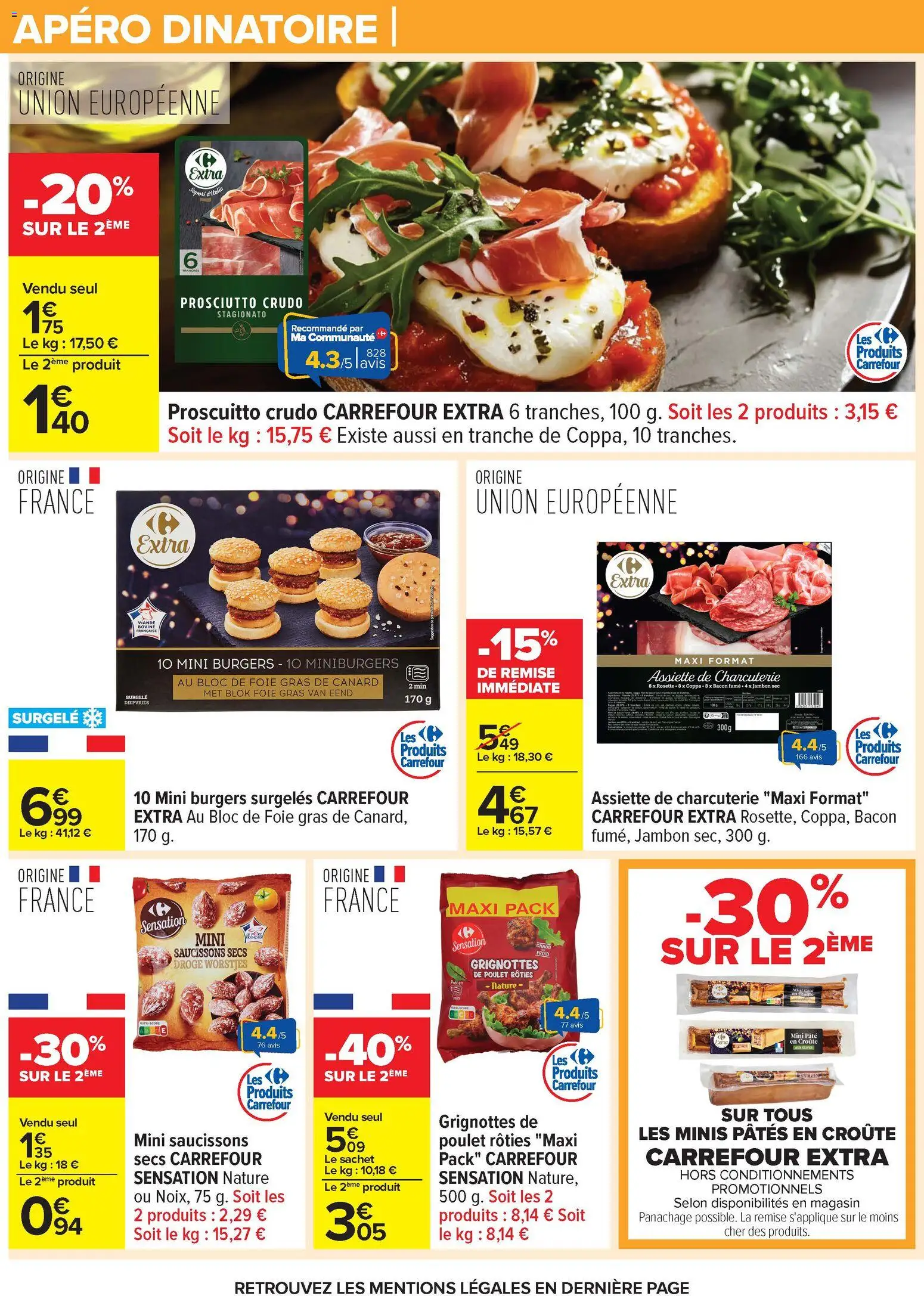 {H1} | Page: 6 | Produits: Foie Gras de Canard, Jambon, Mini burgers, Pâtes